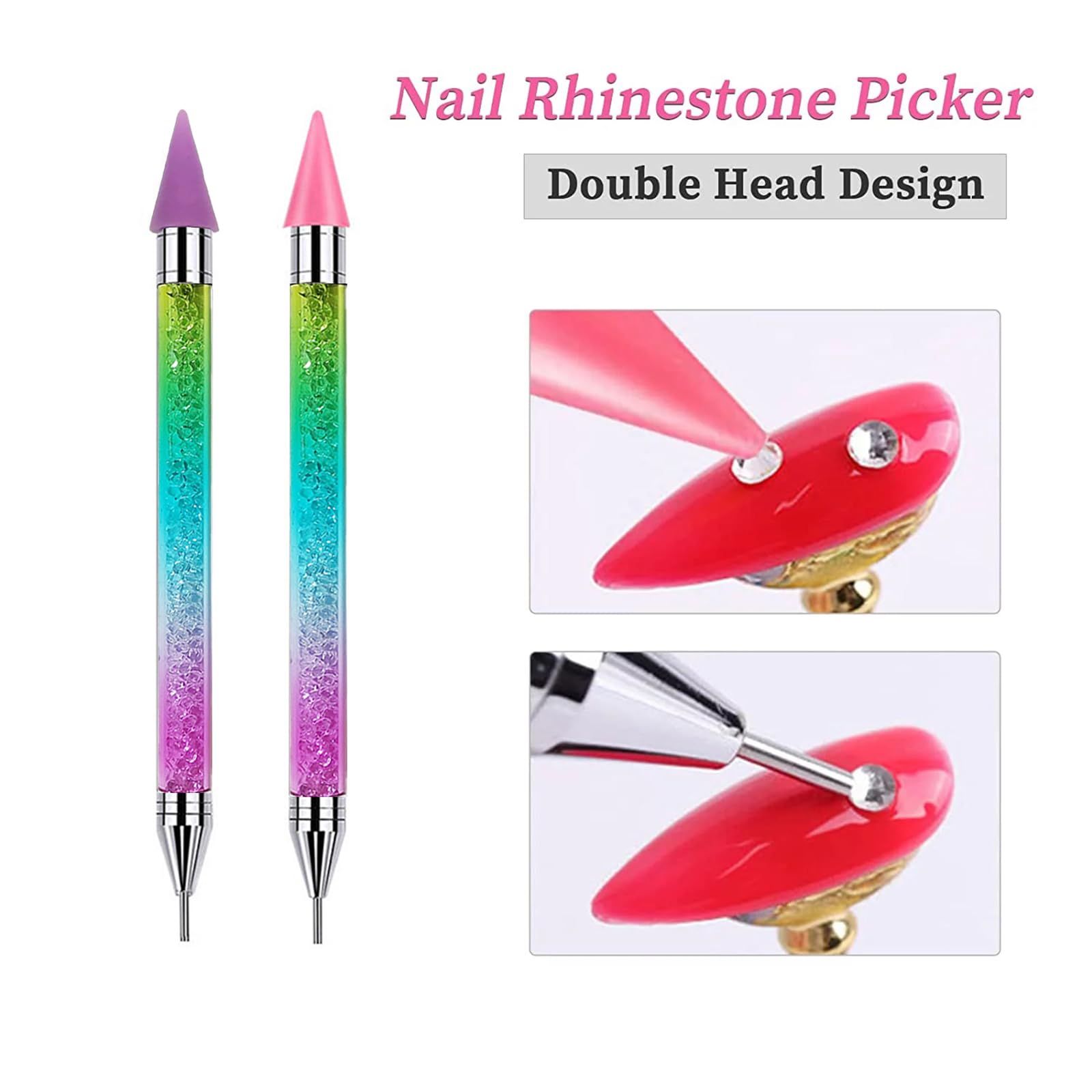 **Rhinestone Picker Tool with 6 Wax Tips – Nail Rhinestone Applicator for Nail Art & DIY – Dotting Pen for Rhinestone Pickup & Decoration – Perfect for Manicures, Nail Extensions & Crafting**