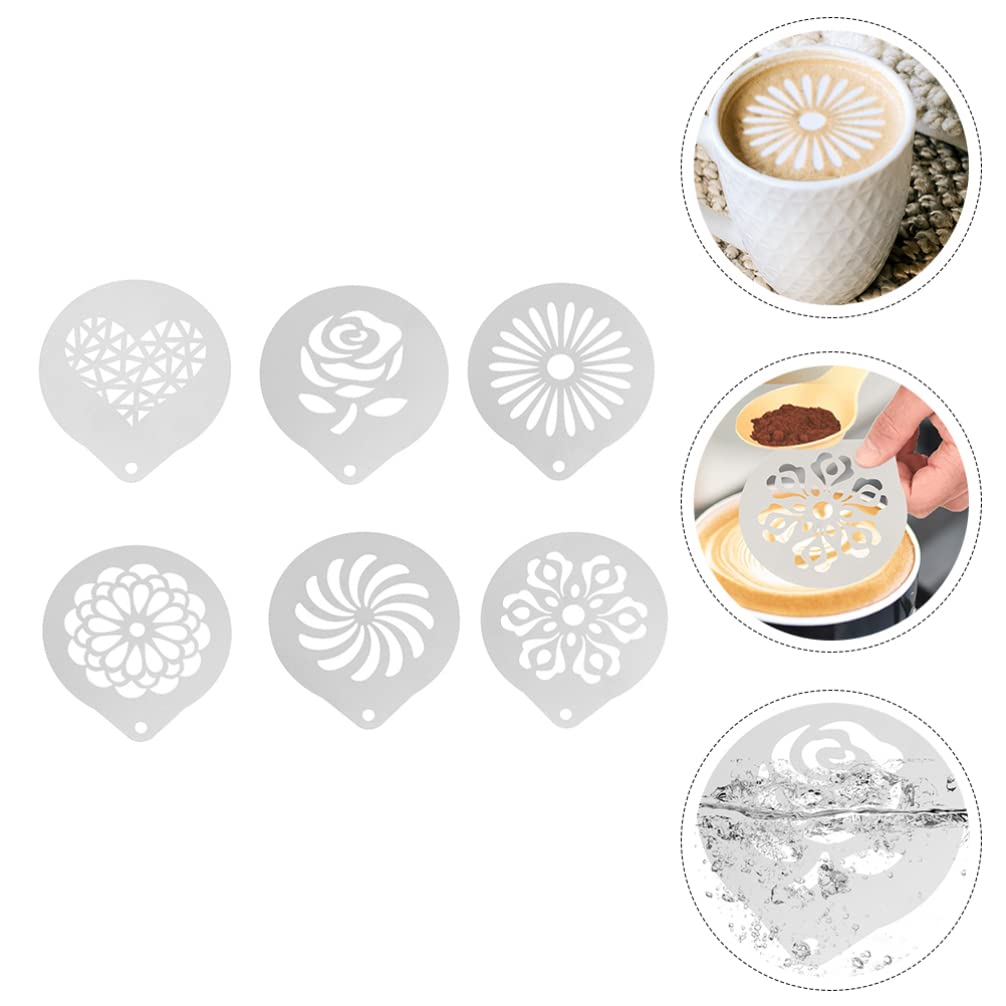 6-Piece Floral Coffee Stencil Set for DIY Cappuccino Latte Art, Cake & Gummy Decorating – Perfect for Home Baristas, Baking & Candy Making