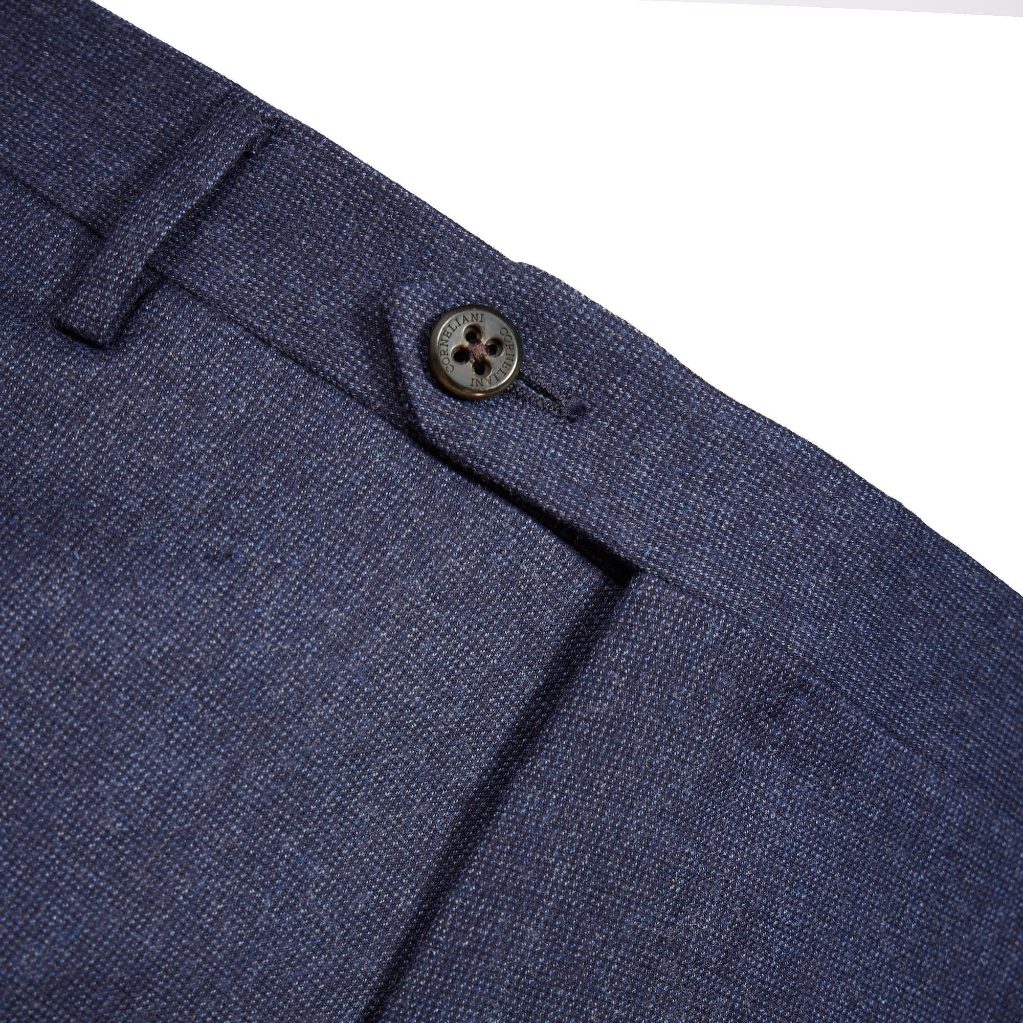 Premium CORNELIANI Men's Flannel Dress Pants in Dark Blue - Classic Fit for Business Casual & Office Wear