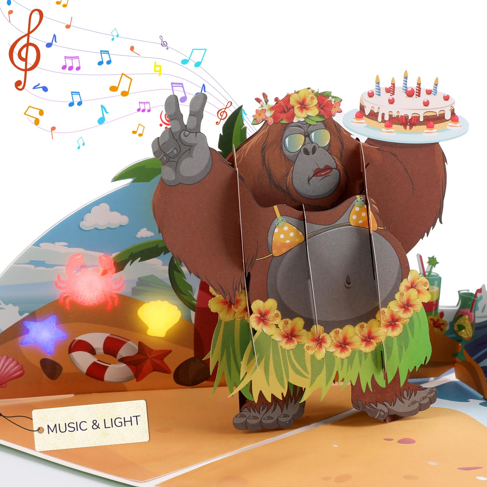 Music Birthday Cards with Lights - Pop Up Greeting Cards for Women & Men | Funny & Unique Party Invitations for Bachelorette, Bachelor, Birthday Celebrations