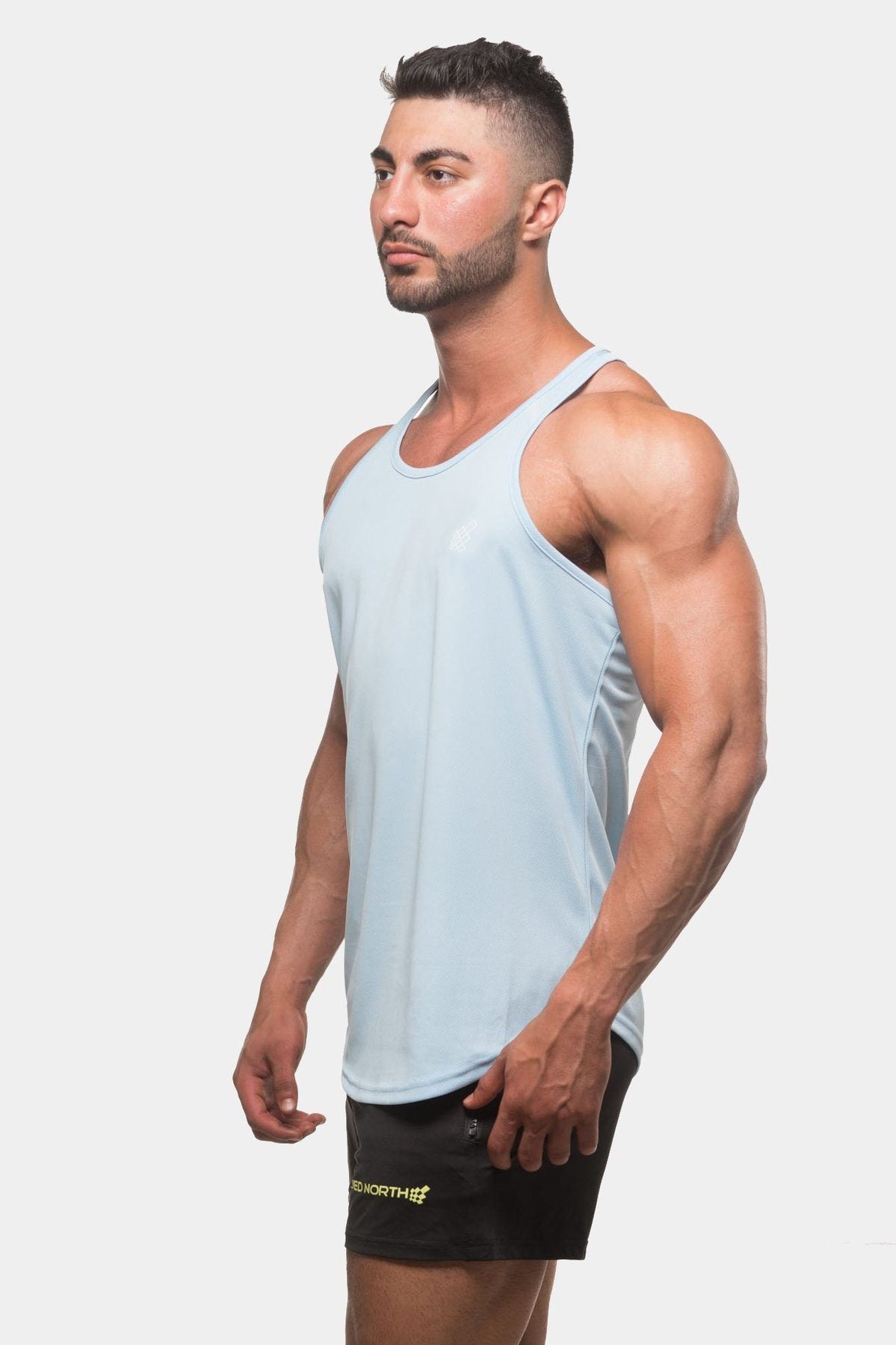 Jed North Men's Microfiber Dri-Fit Performance Tank Top - Light Blue - Moisture Wicking Workout Shirt for Gym, Running & Athletic Activities