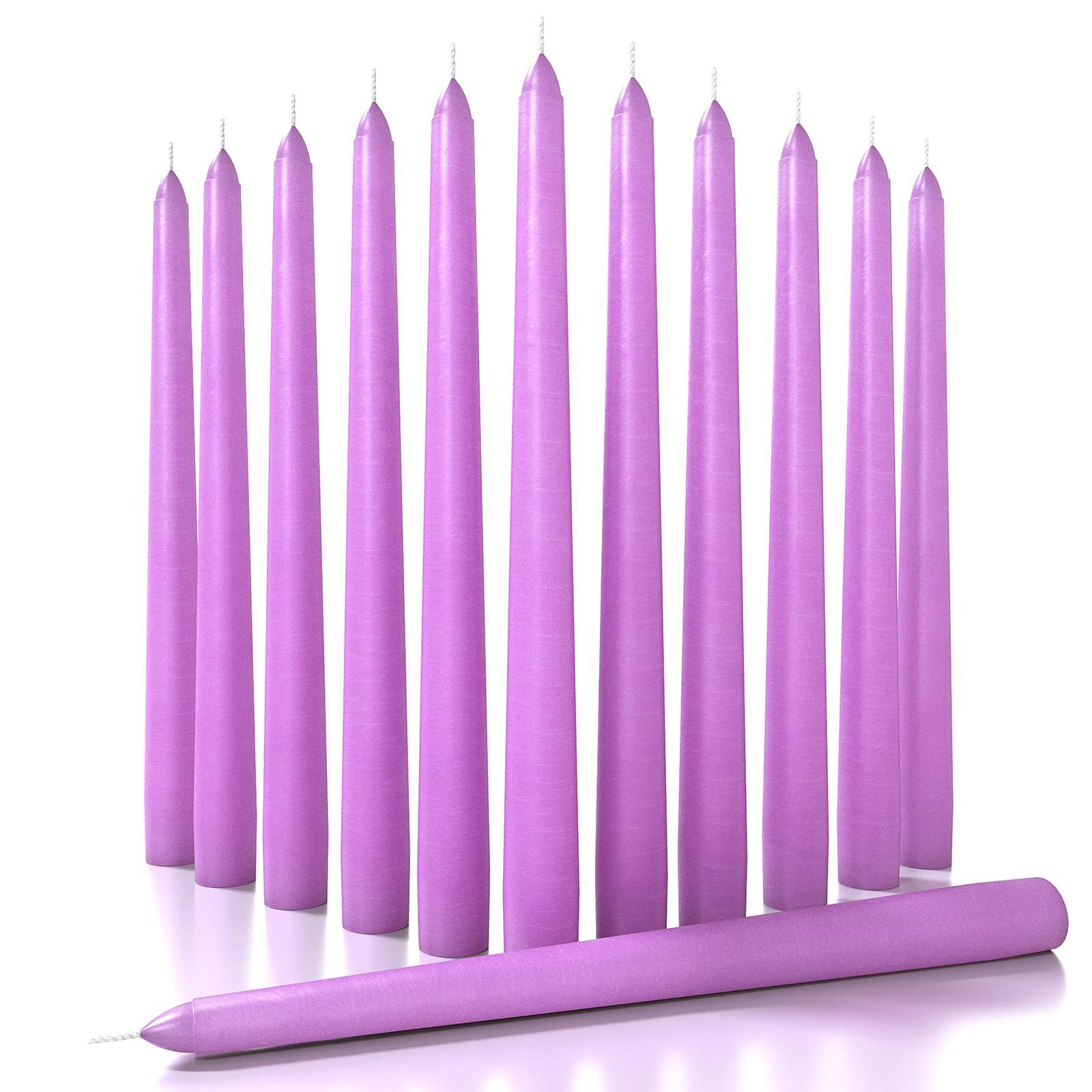 CANDWAX 12-Pack 10 Inch Unscented Taper Candles - Dripless Candlesticks for Elegant Dining & Home Decor - Perfect for Romantic Dinners, Weddings, and Holiday Centerpieces - Lilac Color
