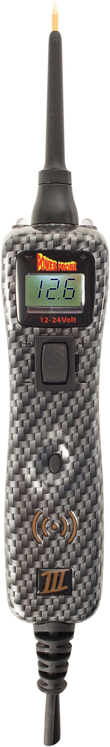 Power Probe III Clamshell Carbon Fiber Print Car Diagnostic Tool - Digital Volt Meter, AC/DC Current Resistance Tester, Circuit Tester (PP3CSCARB) - Perfect for Automotive Repair & Electrical Troubleshooting