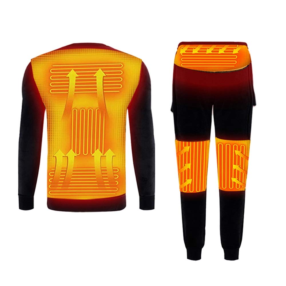 ATAI USB Electric Heated Thermal Underwear Set - Washable Long Sleeve Shirt & Pants for Men & Women - Perfect for Winter Sports, Outdoor Activities & Cold Weather (Battery Not Included)