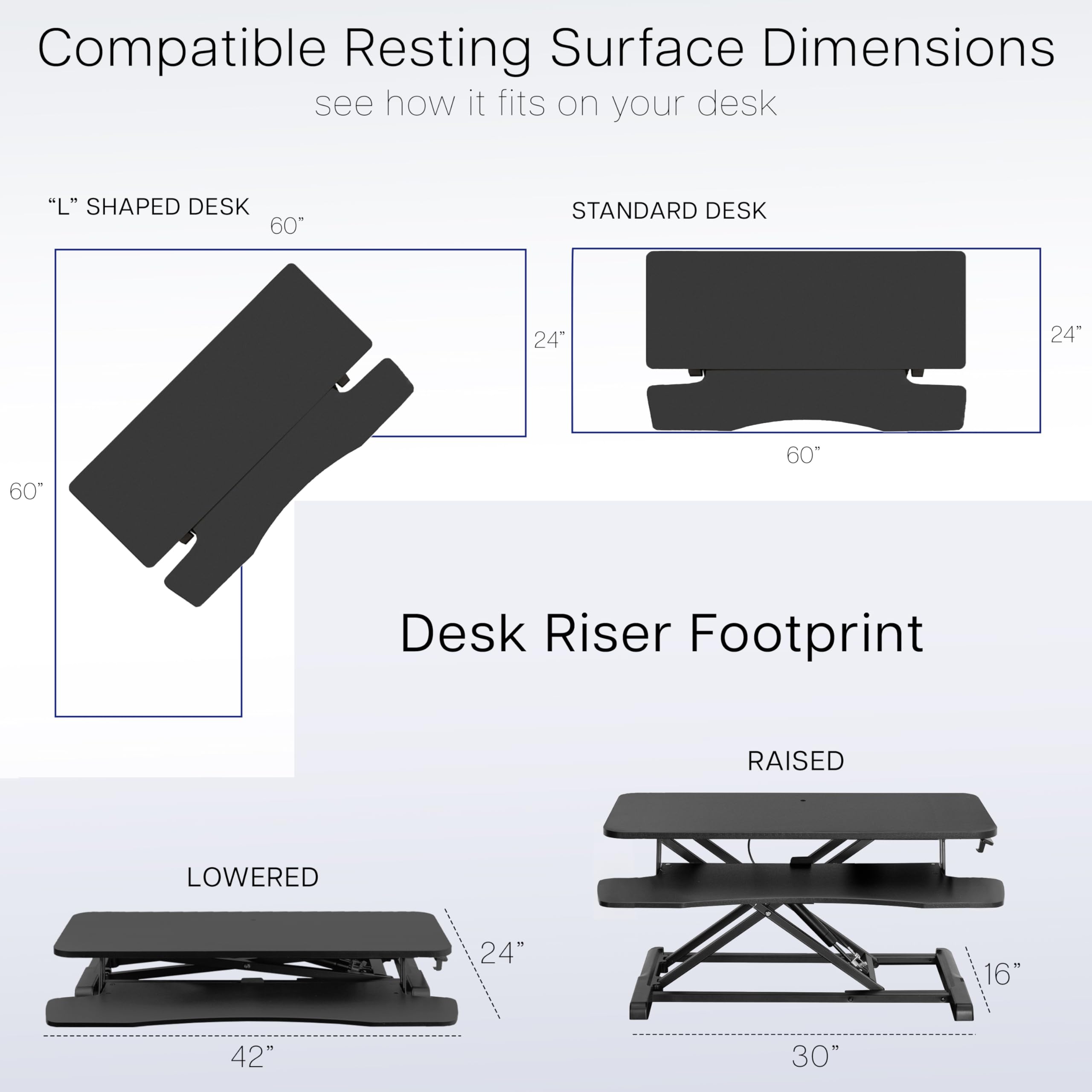 VIVO K Series 42 Inch Height Adjustable Sit to Stand Desk Converter - Dual Monitor & Laptop Workstation with Wide Keyboard Tray, White (DESK-V042KW) - Perfect for Home Office, Gaming Setup & Ergonomic Workspace