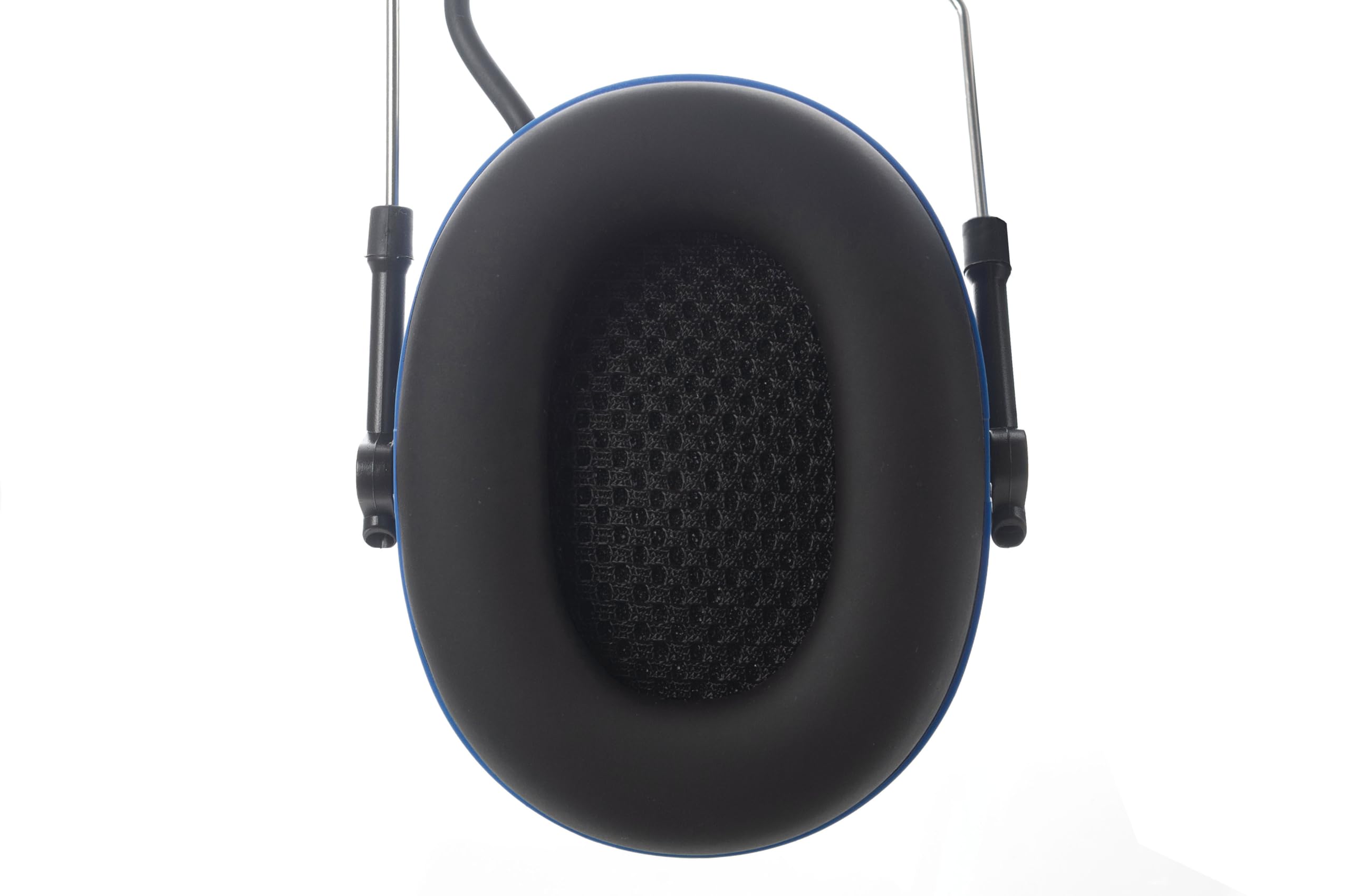 Digital Radio Ear Muffs with Boom Microphone - Bluetooth AM/FM Hearing Protection Headphones for Lawn Mowing & Outdoor Work (AAA Battery Powered, Blue) - Perfect for Construction, Shooting Range & Noise Reduction