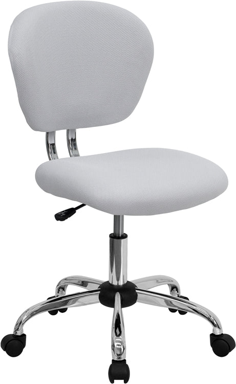 FLASH Beverly Mid Back Black Mesh Office Chair with Padded Seat, Swivel & Adjustable Height, Chrome Base & Arms - Ergonomic Desk Chair for Home & Office Workspace