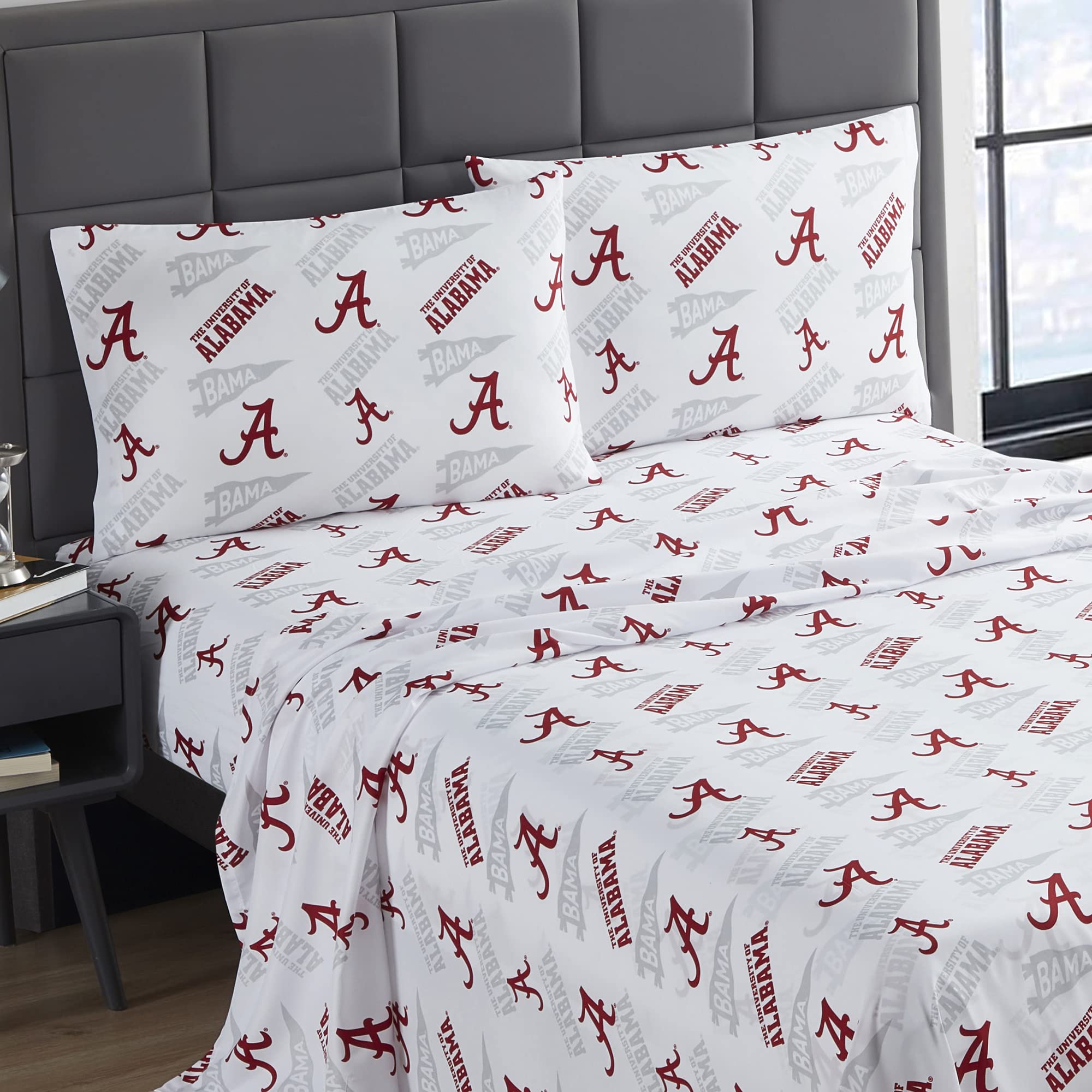 Premium NCAA Alabama Crimson Tide Queen Sheet Set - 100% Cotton, Officially Licensed College Bedding for Fans - Perfect for Dorms, Game Day & Alabama Themed Bedrooms