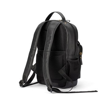 BP011 Genuine Leather Rounded Backpack for Men & Women - Stylish & Durable Black Leather Backpack for Travel, Work & School