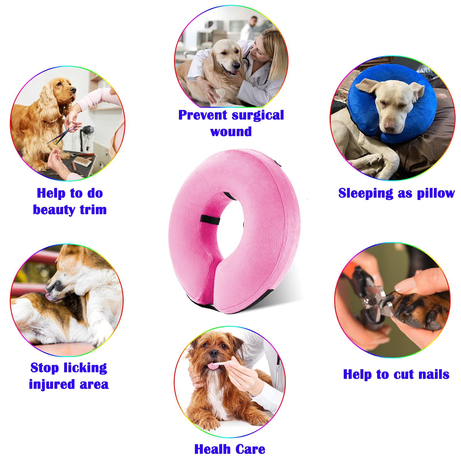 Katoggy Inflatable Dog Collar - Soft Recovery E-Collar for Dogs After Surgery, Adjustable Blow Up Donut Cone for Small Medium Large Dogs & Cats - Post-Surgery Care & Wound Protection at Home
