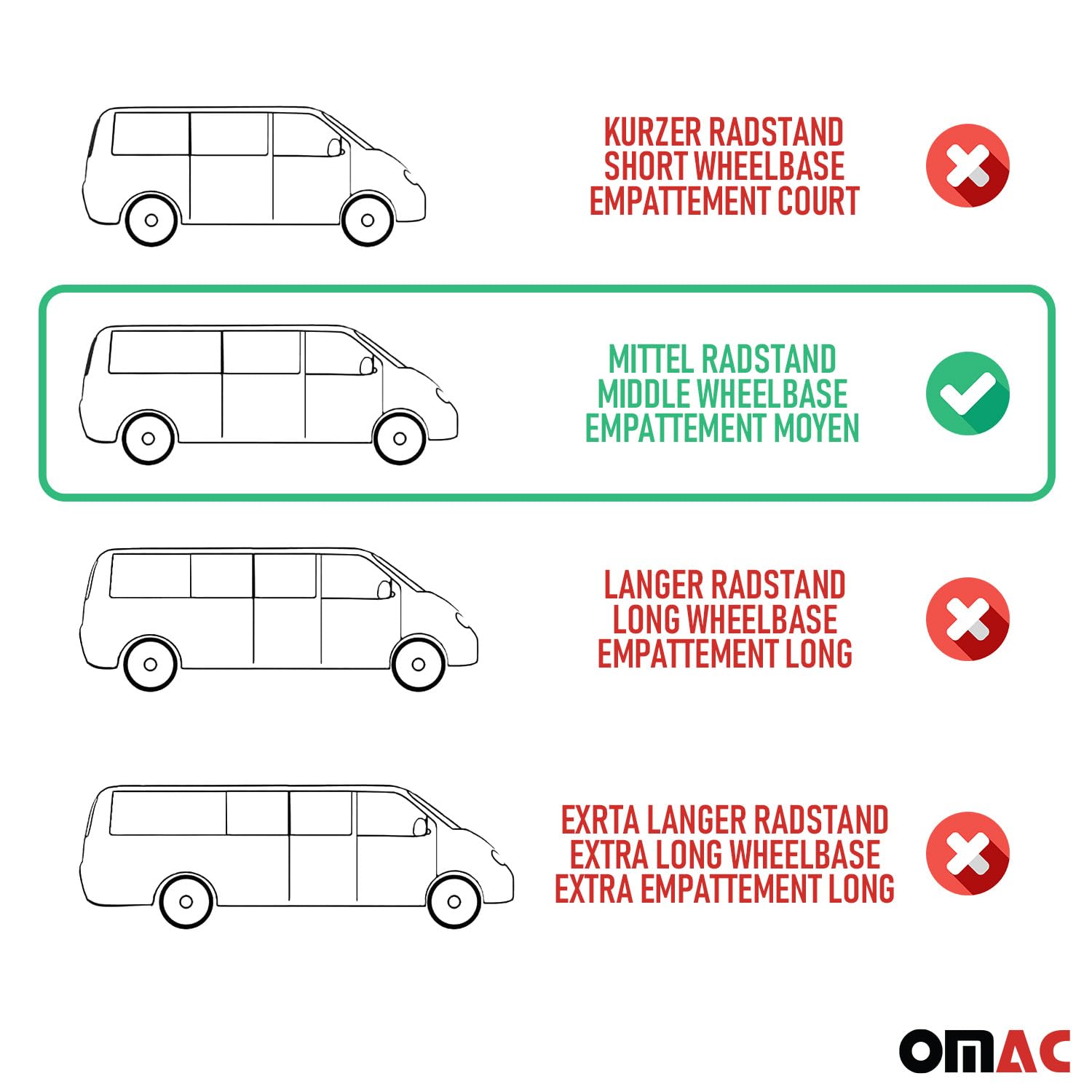 OMAC Black Roof Rack Rail Cross Bars Set (4-Piece) for RAM ProMaster City 2015-2022 - Heavy-Duty Cargo Carrier for Camping, Road Trips & Outdoor Adventures