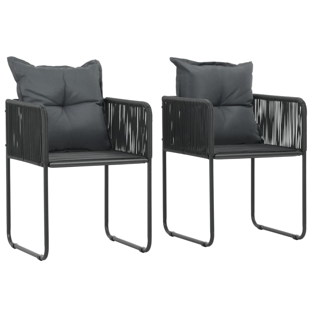 SKM 2-Piece Patio Chairs Set with Cushions - Durable Poly Rattan Outdoor Furniture in Black - Perfect for Garden, Poolside & Backyard Relaxation