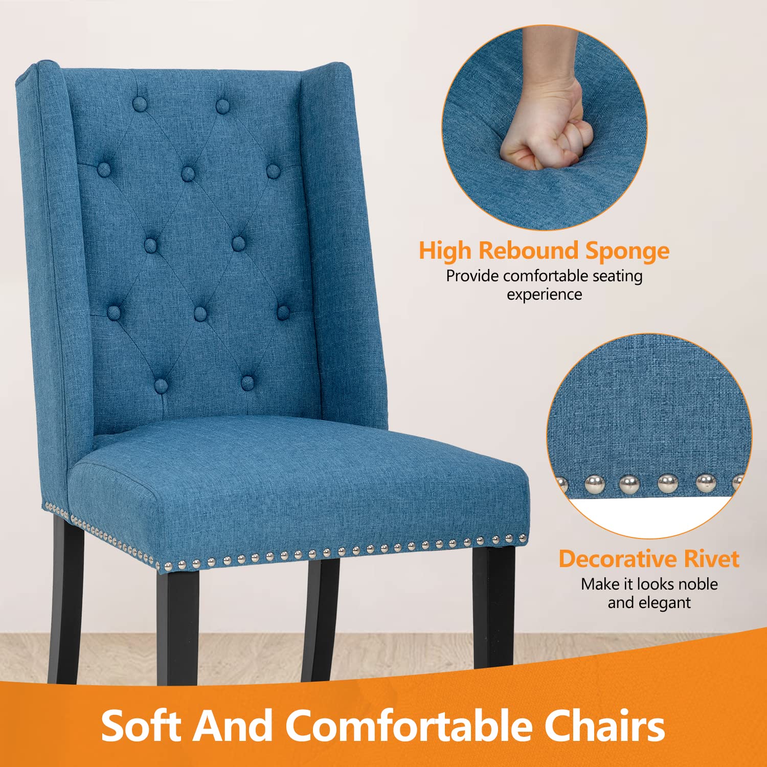 Modern Dining Chairs Set of 2 - Sturdy Kitchen Chairs for Home, Restaurant & Office - Comfortable Side Chairs for Dining Room, Living Room & Kitchen - Perfect for Family Gatherings, Dinner Parties & Small Spaces