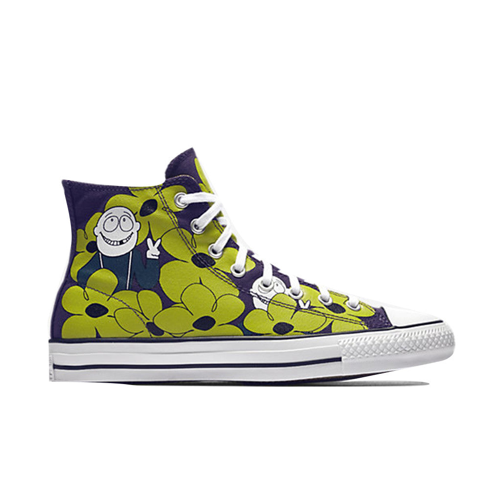Converse CTAS Pro Hi Dinosaur JR Sneakers for Kids - Eggplant/Yellow Cream | High-Top Canvas Shoes for Boys & Girls | Perfect for School, Playground & Casual Outfits