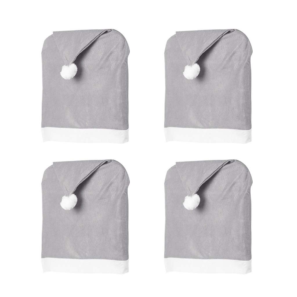 UXZDX 4-Piece Gray Non-Woven Christmas Chair Cover Set - Hat-Shaped Stool Covers & Table Decor for Holiday Parties, New Year Celebrations & Dinner Events