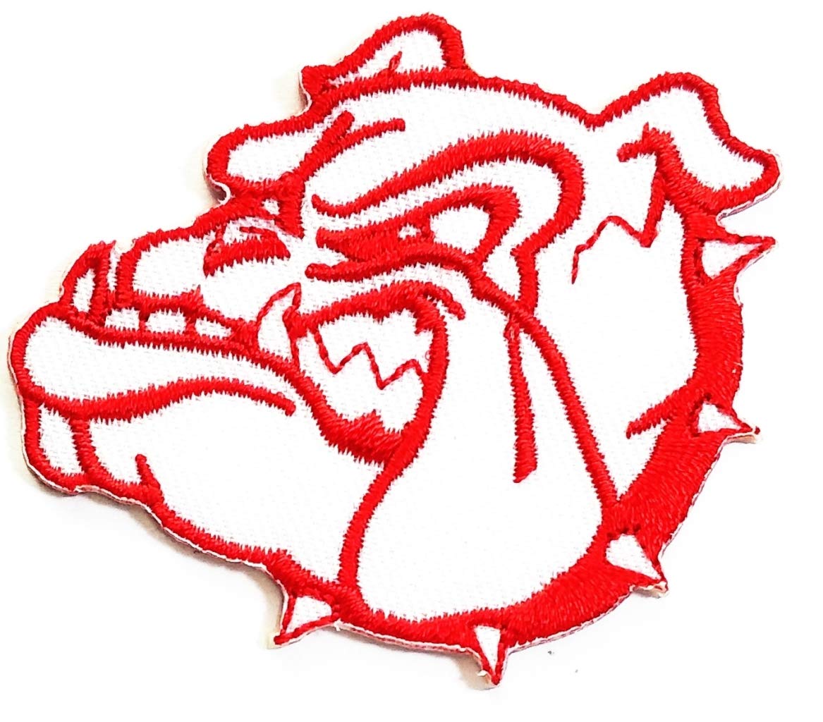 Red Head Dog Iron On Patches - Pitbull & American Bulldog Cartoon Design for Kids Clothing | DIY Sewing for Jackets, Hats & Backpacks