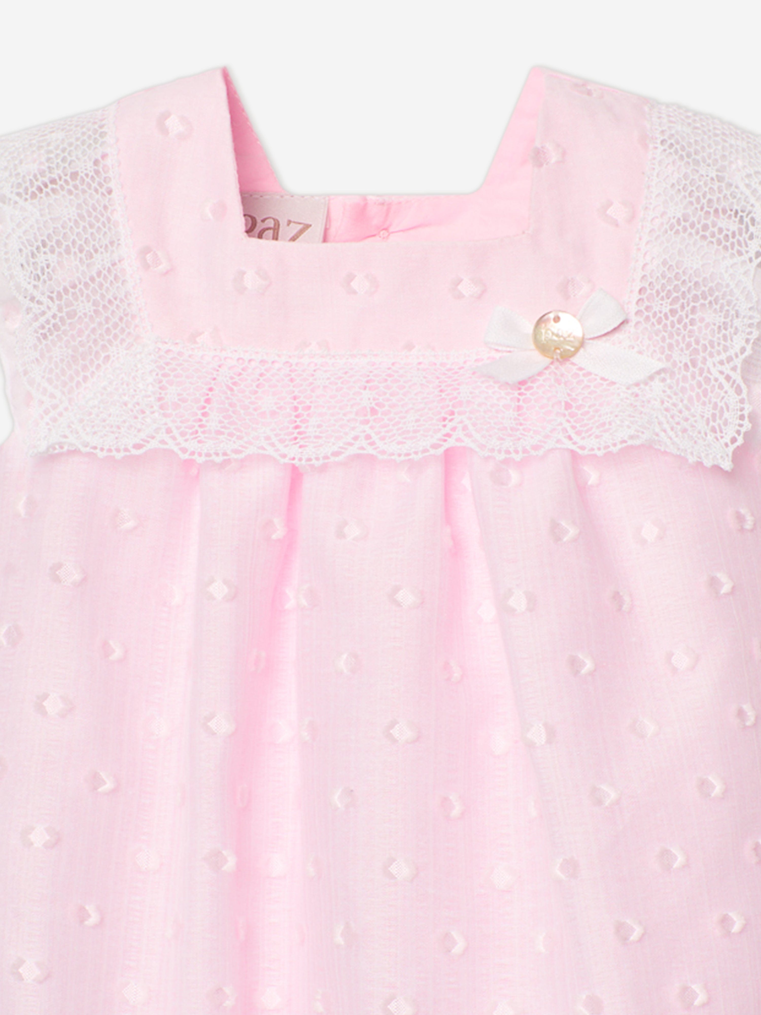 **Pink Lace Trim Romper for Baby Girls – Soft & Comfortable Outfit for Photos, Parties & Everyday Play**