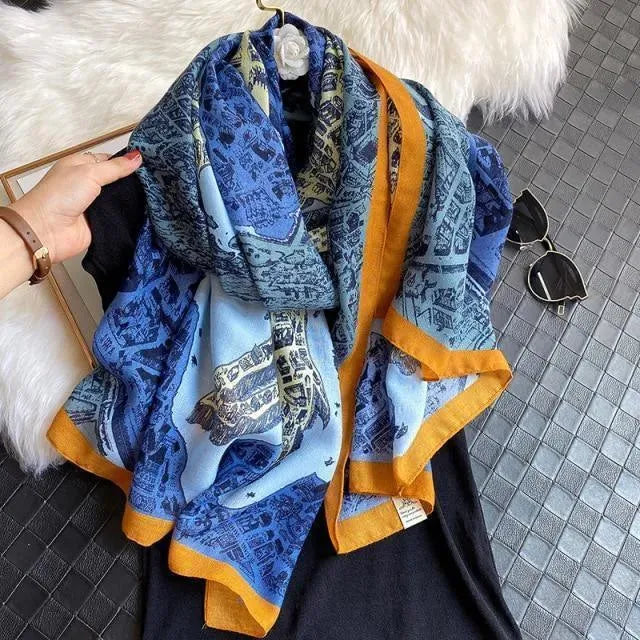 Luxury Striped Scarves for Women - Soft Cashmere & Silk Blend - Elegant Fashion Accessory for Winter, Office & Special Occasions