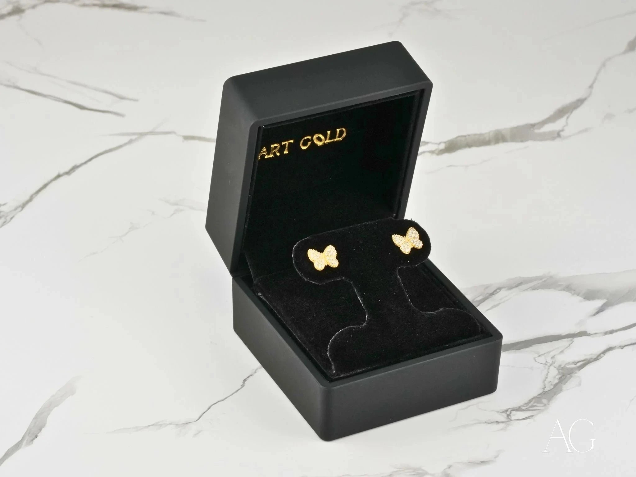 18K Gold CZ Butterfly Earrings for Women - Elegant Dangle Drop Earrings for Party, Wedding & Special Occasions - Hypoallergenic Fashion Jewelry Gift