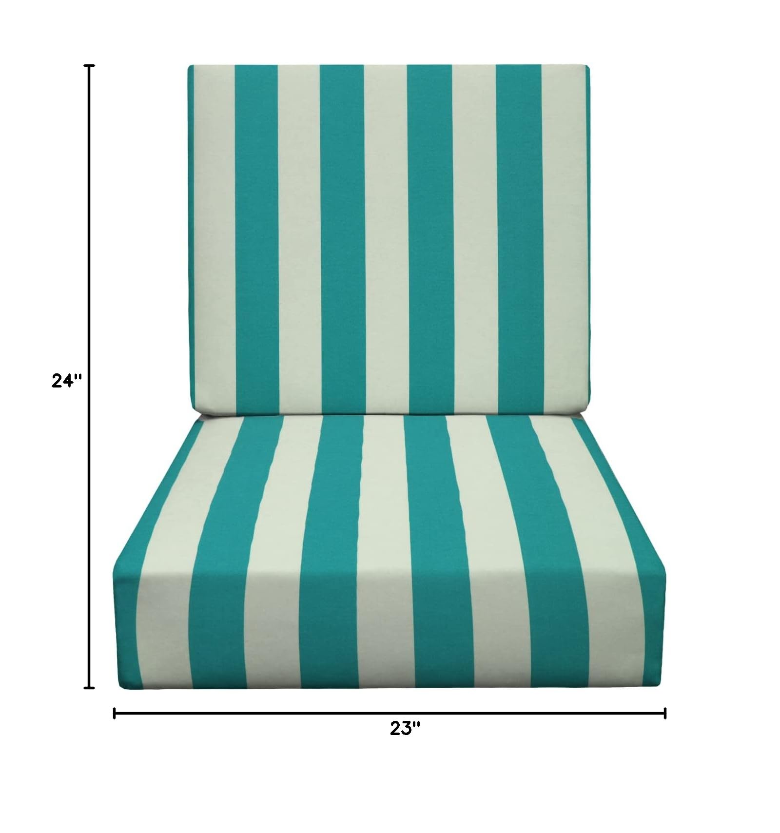 RSH DECOR: 23” x 24” Deep Seating Foam Cushion Set - All-Weather Waterproof & Fade-Resistant Outdoor Patio Furniture Cushions - Cancun & White Stripe Spun Fabric - Perfect for Garden, Poolside & Backyard Relaxation
