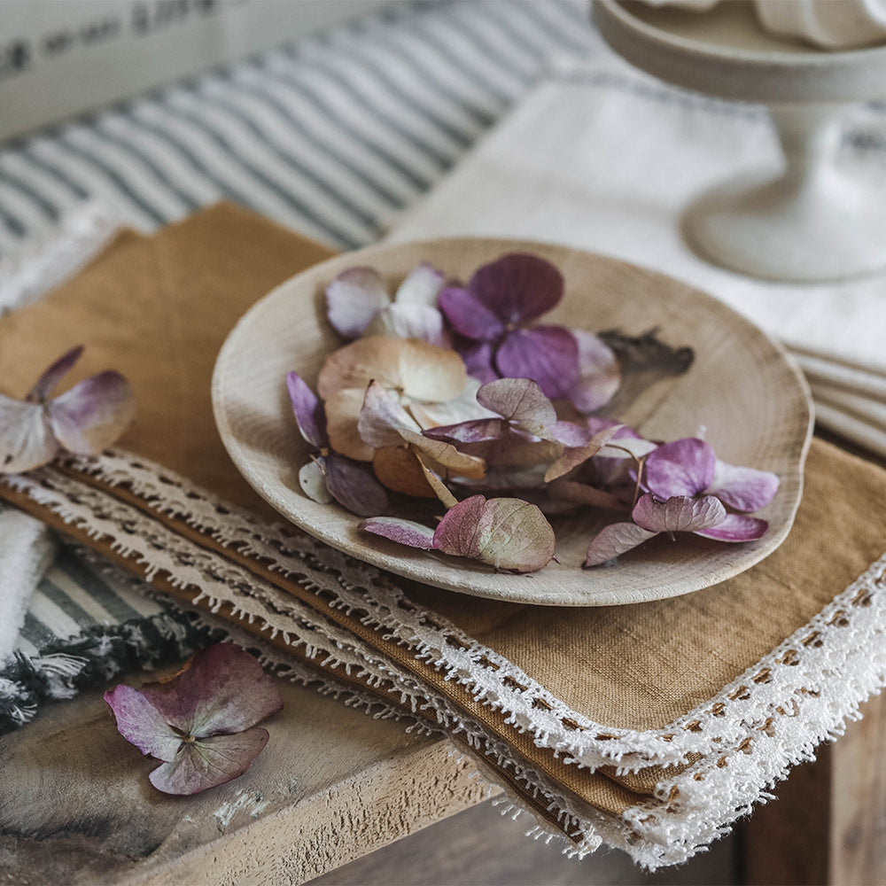Elegant Linen & Lace Napkin Set - 12-Piece Premium Table Linens for Dinner Parties, Weddings & Special Occasions
