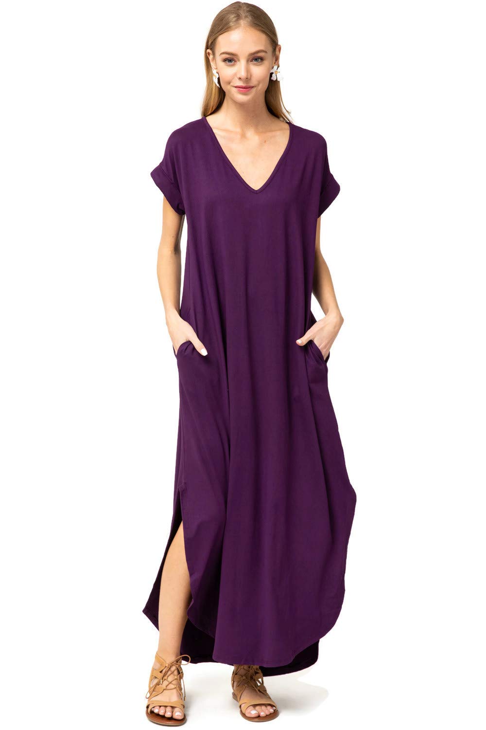 Entro Women's Maxi Dress - Flowy Long Summer Dress with Pockets, Casual Boho Style for Beach, Vacation & Everyday Wear