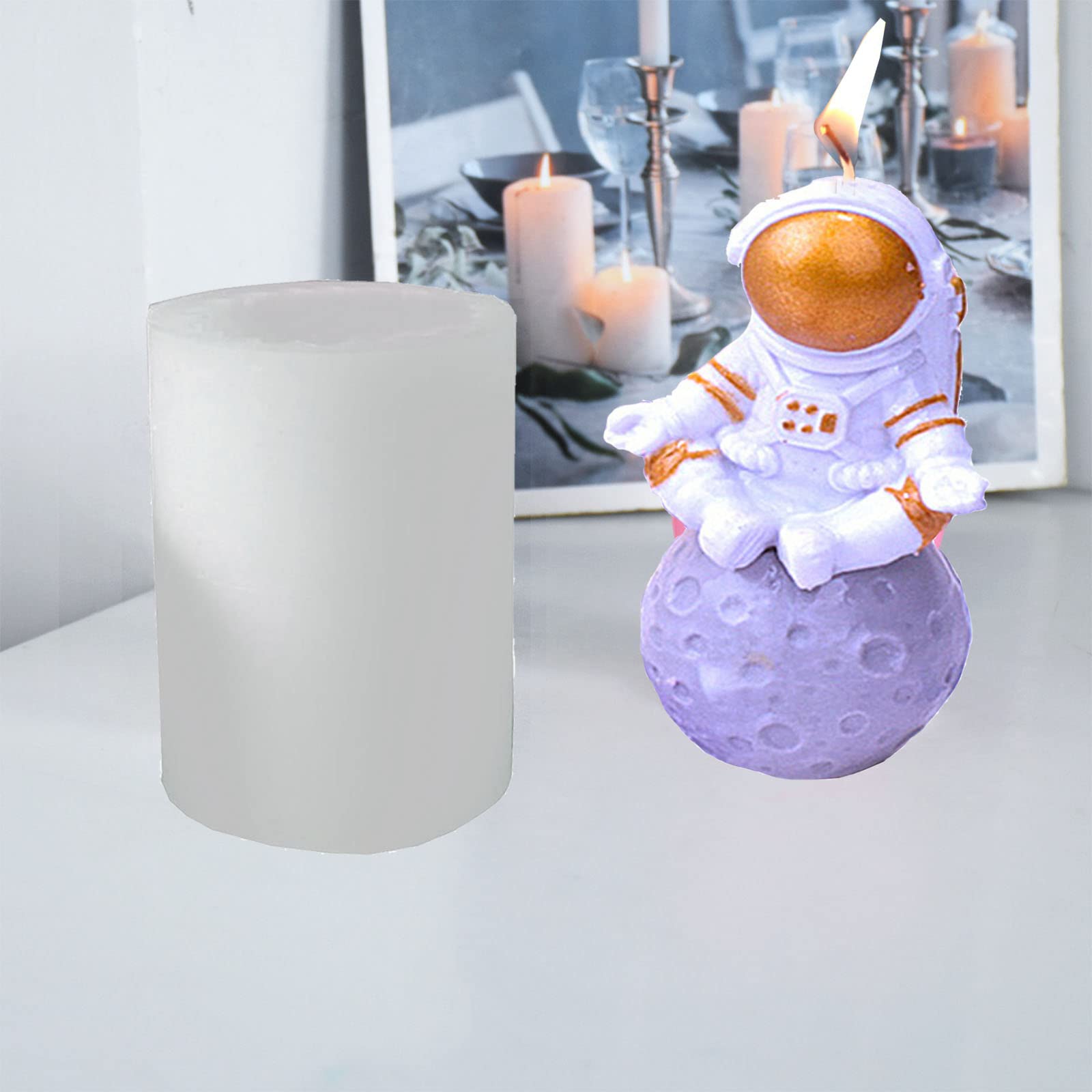 Premium Silicone Astronaut Candle Molds for DIY Candle Making - Reusable Resin Molds for Candles, Soaps, and Home Decor - Perfect for Birthday Parties, Space-Themed Events, and Handmade Gifts