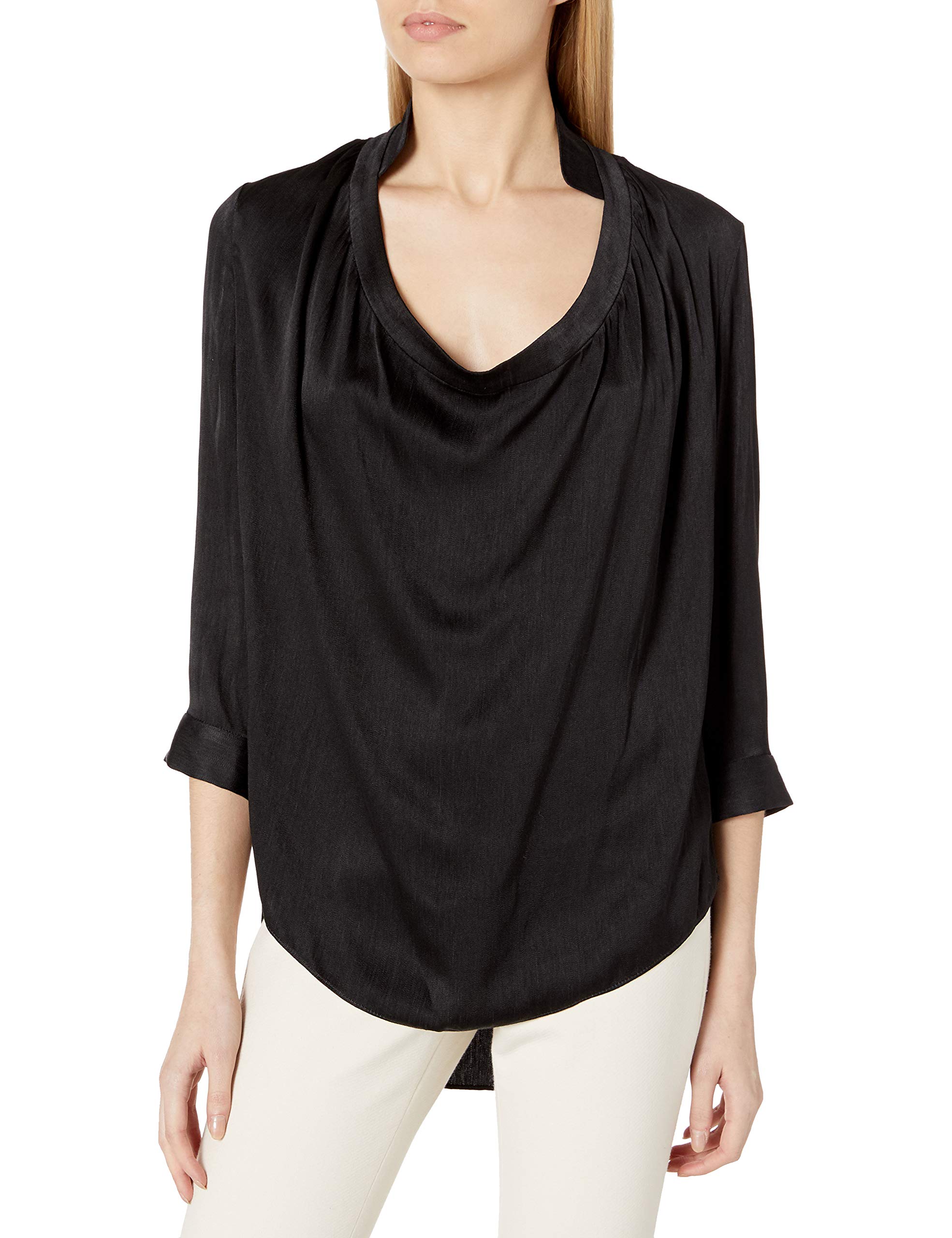 HALSTON Women's Drape Top - Elegant V-Neck Blouse for Work & Evening Wear | Flowy & Comfortable Women's Fashion Top for Office, Party & Date Night