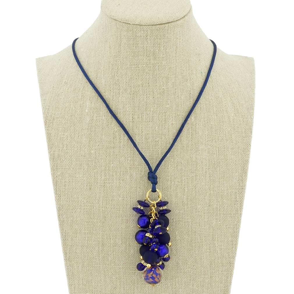 Stunning Blue Murano Glass Charms Necklace - Handmade Venetian Glass Jewelry with Stardust Effect - Perfect for Gifts, Weddings & Special Occasions