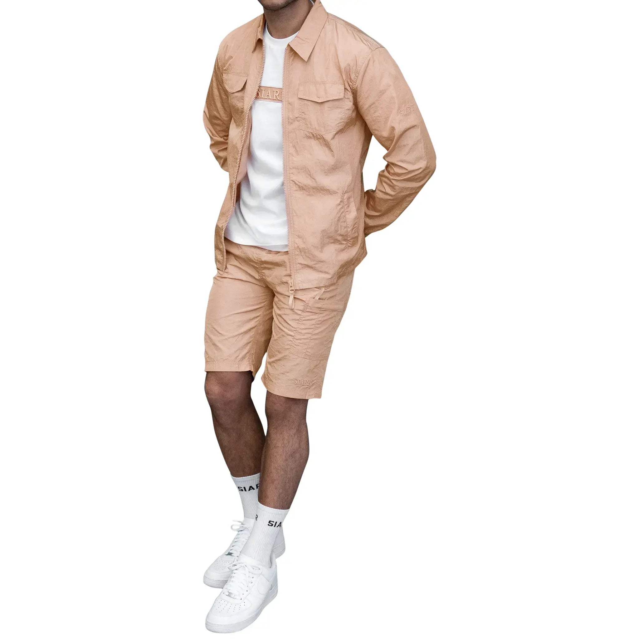 SIARR Crinkle Pink Overshirt for Women - Stylish Lightweight Jacket for Spring & Fall Fashion | Perfect for Casual Outings, Date Nights & Office Wear