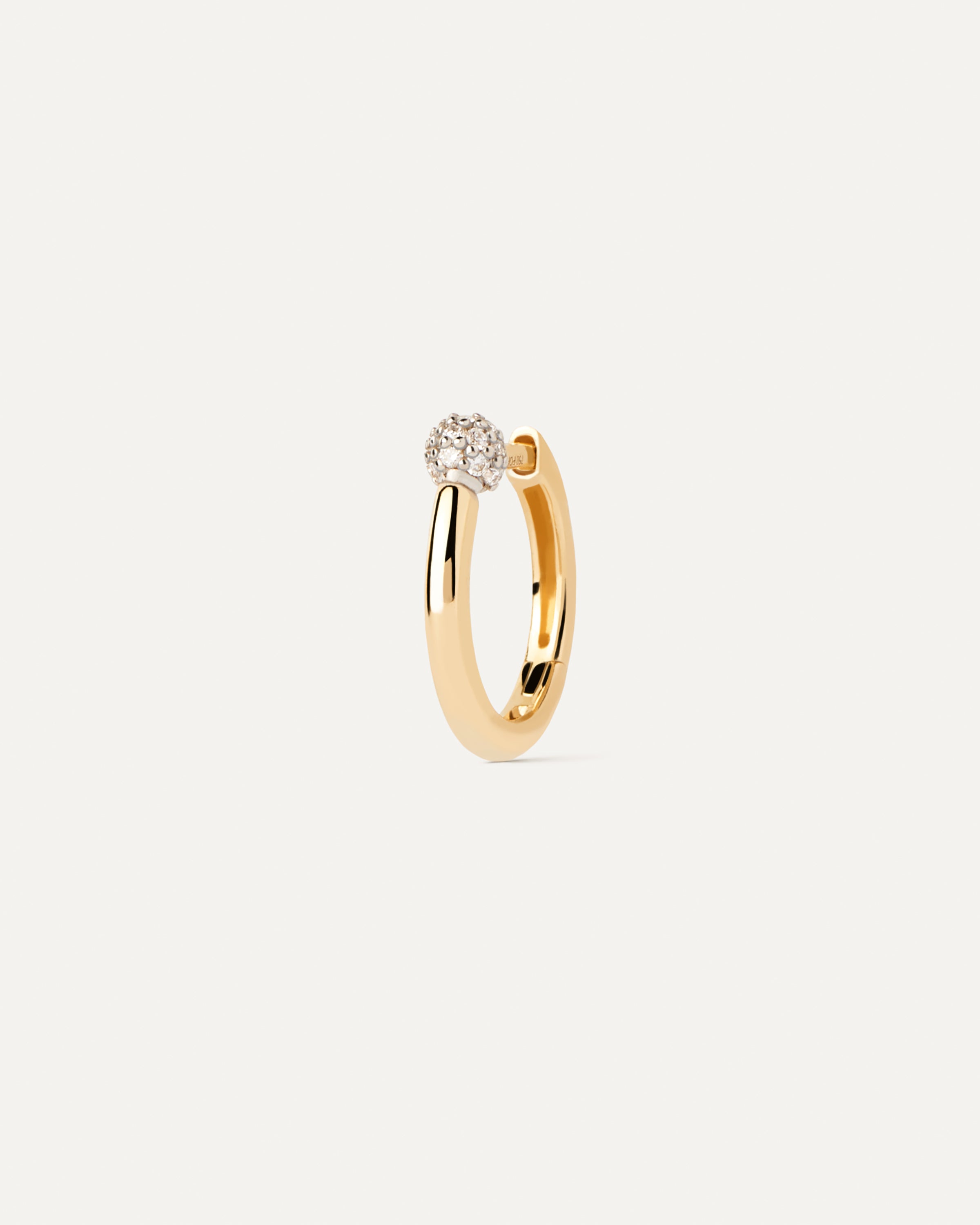 Diamond and Gold Chai Single Hoop Earrings for Women - Elegant Indian Jewelry for Weddings, Parties & Special Occasions