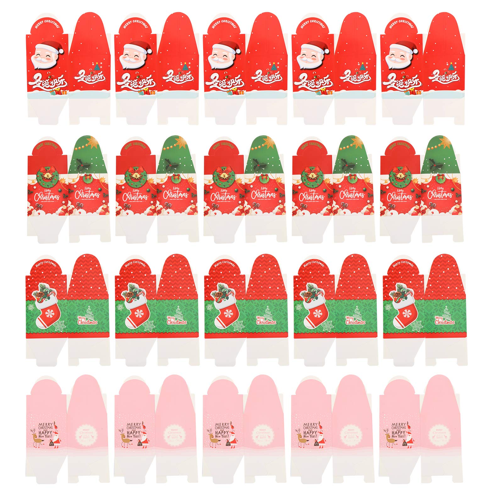 ABOOFAN 20-Piece Christmas Candy Storage Box Set - Colorful Gift Wrapping Containers for Holiday Treats & Decorations | Perfect for Party Favors, Home Decor, and Christmas Gift Packaging