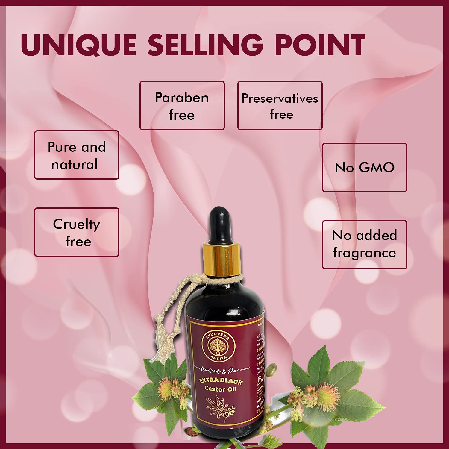 Pure Ayurvedic Amrita Black Castor Oil - 100% Natural Hair Growth Treatment for Hair, Eyebrows & Beard | Promotes Thicker, Longer & Healthier Growth | Perfect for Daily Hair Care, Styling & Grooming Routine