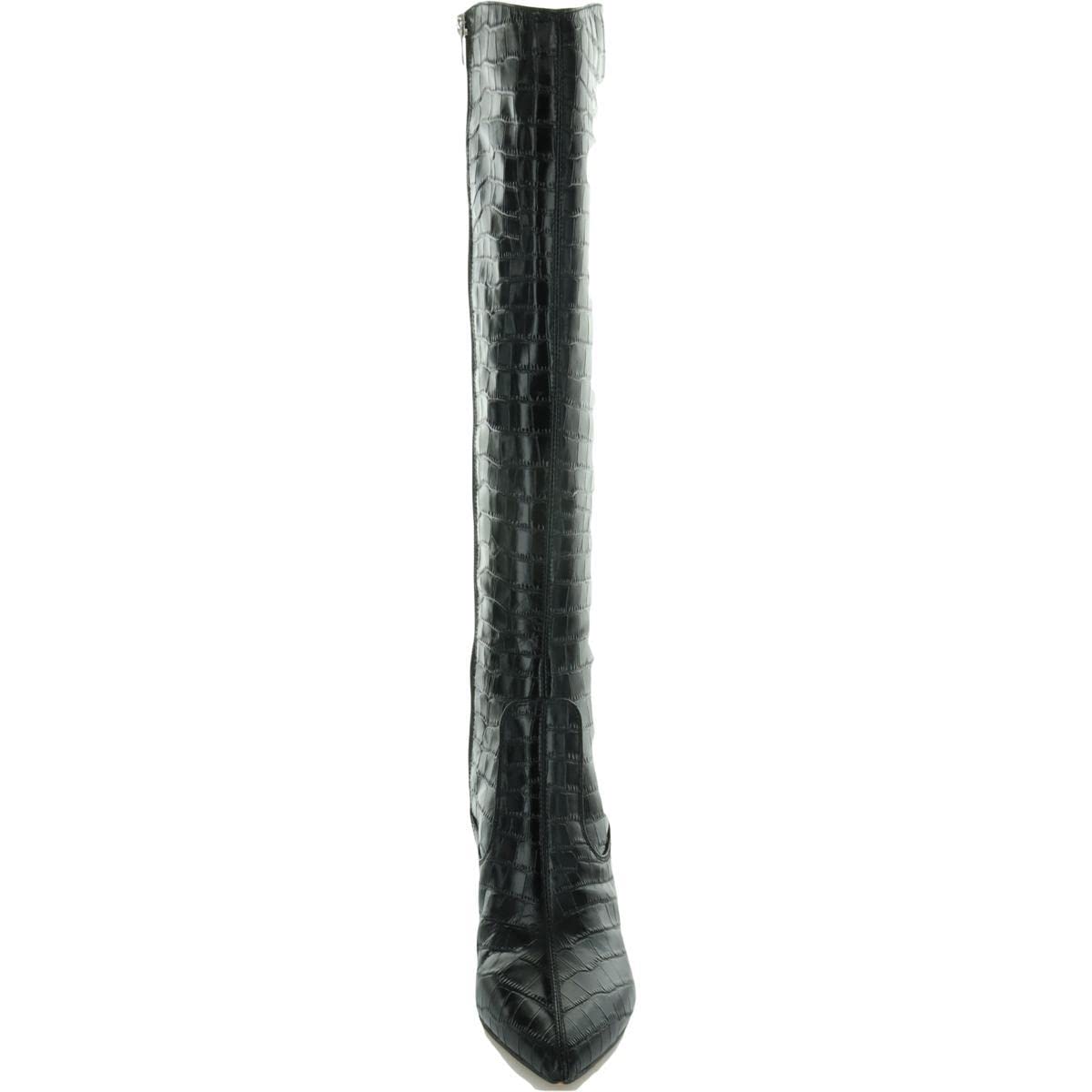 Marc Fisher Women's Retie 4 Leather Embossed Over-The-Knee Boots - Stylish Knee High Boots for Fall & Winter Fashion, Date Nights & Office Wear