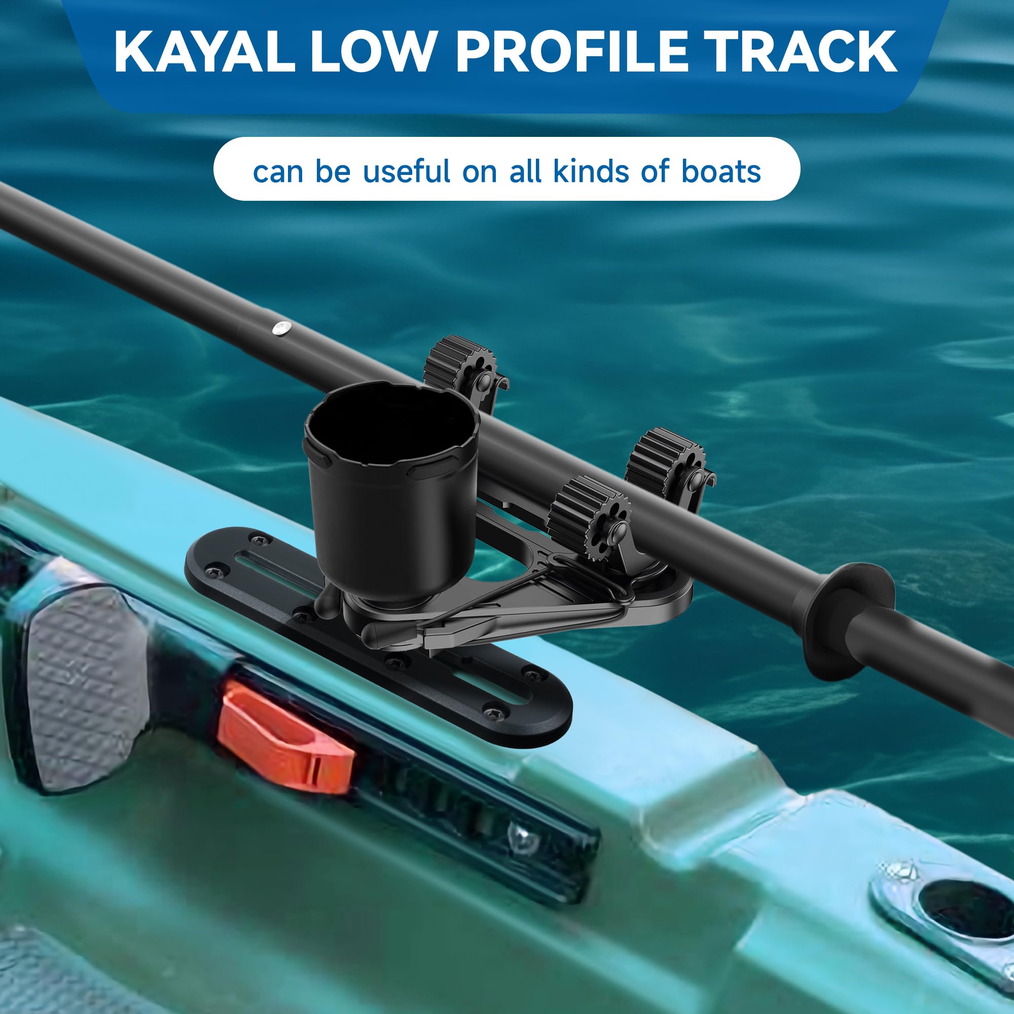 Kayak Track Accessories - Low Profile Mounting Rail for Fishing Rod Holders, Cup Holders & Paddle Holders | Durable Kayak Rail Track System for Secure Gear Attachment | Perfect for Kayak Fishing, Camping & Water Sports