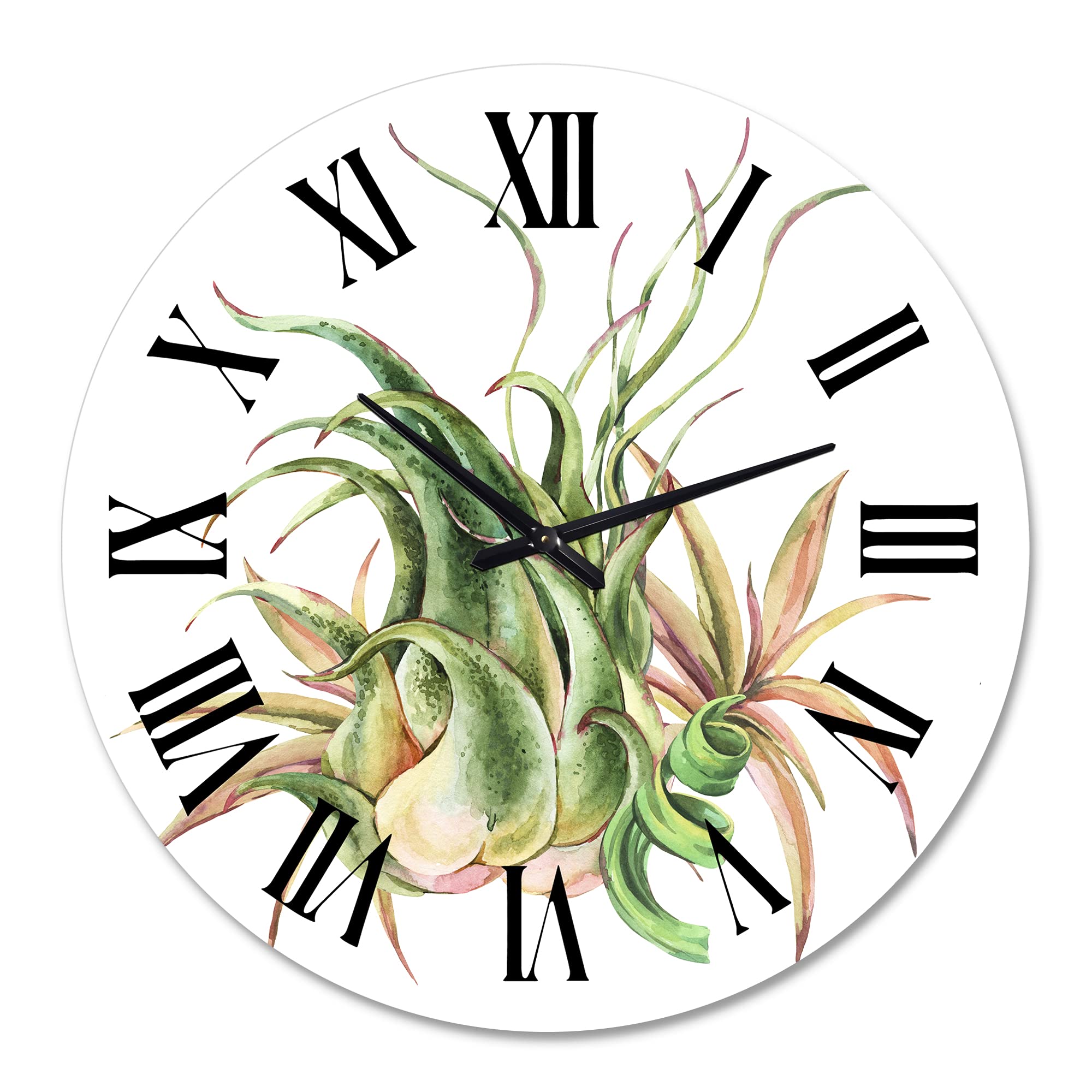 Farmhouse Wall Clock with Tropical Leaves & Air Plant Design - Large Botanical Wall Decor for Living Room, Kitchen, Bedroom | Perfect for Home, Office & Gift Giving