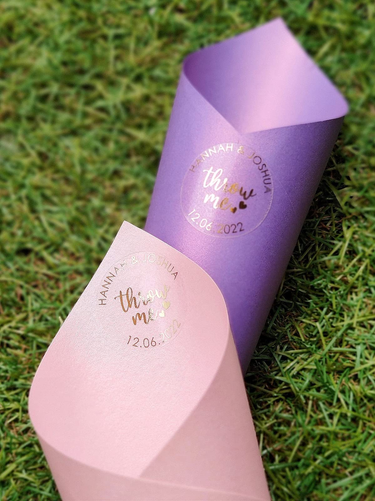 Custom Wedding Confetti Stickers - Personalized Foiled Throw Me Labels for Wedding Favors & Confetti Cones | Perfect for Bridal Showers, Bachelorette Parties & DIY Wedding Decorations