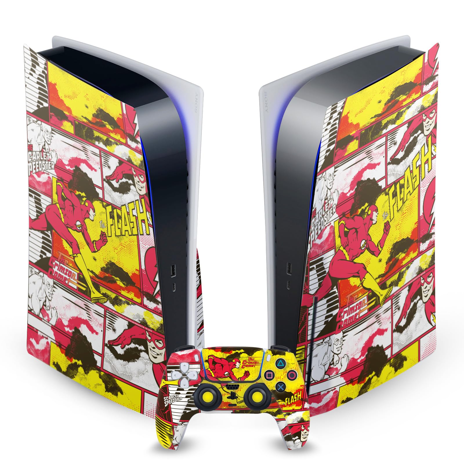 The Flash DC Comics Vinyl Skin Decal for PS5 & DualSense Controller - Officially Licensed Superhero Gaming Accessory | Perfect for Gamers, Collectors & DC Fans - Protect Your Console with Stylish Comic Book Art