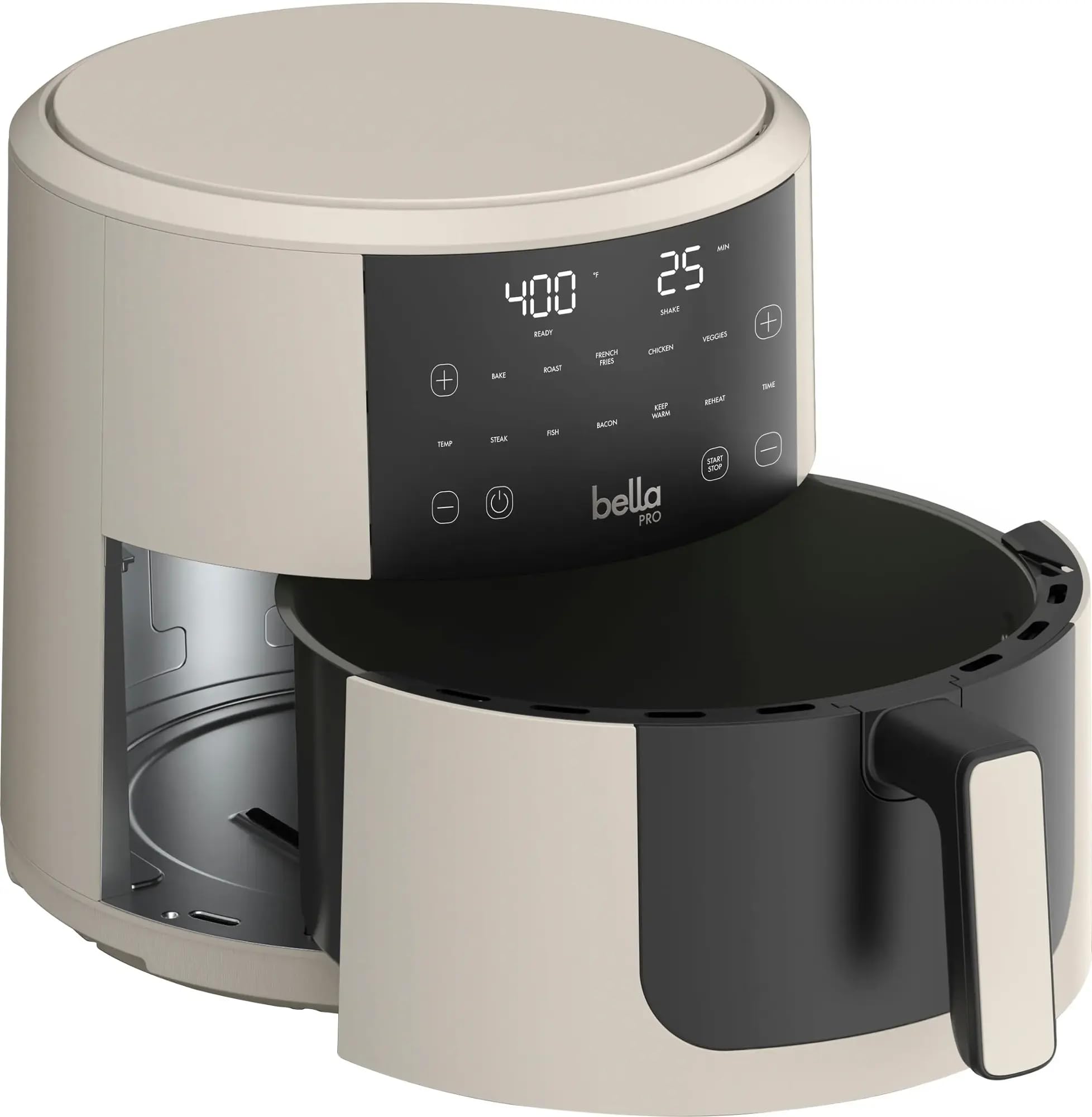 Bella-Pro SmartCrisp 8-Quart Digital Air Fryer with Touchscreen - 1700W Nonstick Ceramic Coating, 6 Preset Cooking Functions for Oil-Free Healthy Meals - Large Family Size, Dishwasher Safe - Perfect for Roasting, Baking, Grilling & Reheating Food