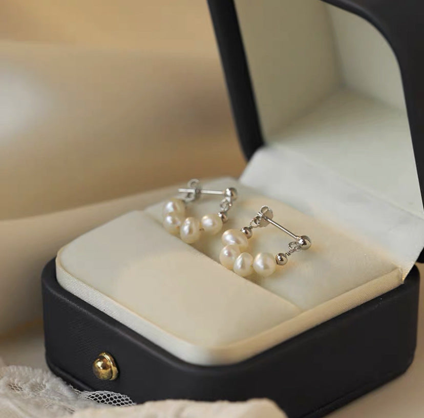 Freshwater Pearl Donut Gold Earrings for Women - 14K Gold Plated Dangle Earrings - Elegant Pearl Jewelry Gift for Birthday, Anniversary & Wedding | HE608 | Perfect for Office, Party & Special Occasions