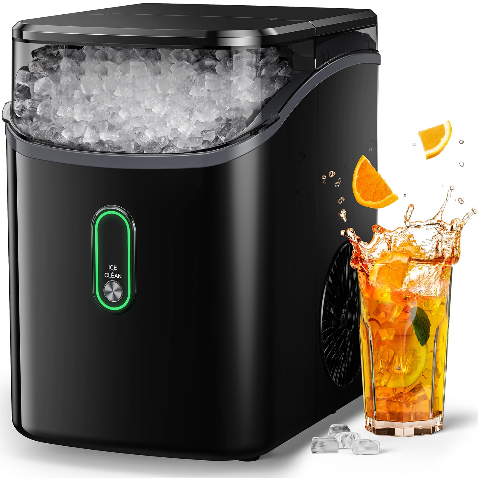 Silonn Countertop Nugget Ice Maker - 33lbs/24H Pebble Ice Machine with Self-Cleaning & One-Touch Operation | Perfect Soft Chewable Ice for Home, Kitchen, Office, Bars & Restaurants | Ideal for Cocktails, Sodas & Beverages