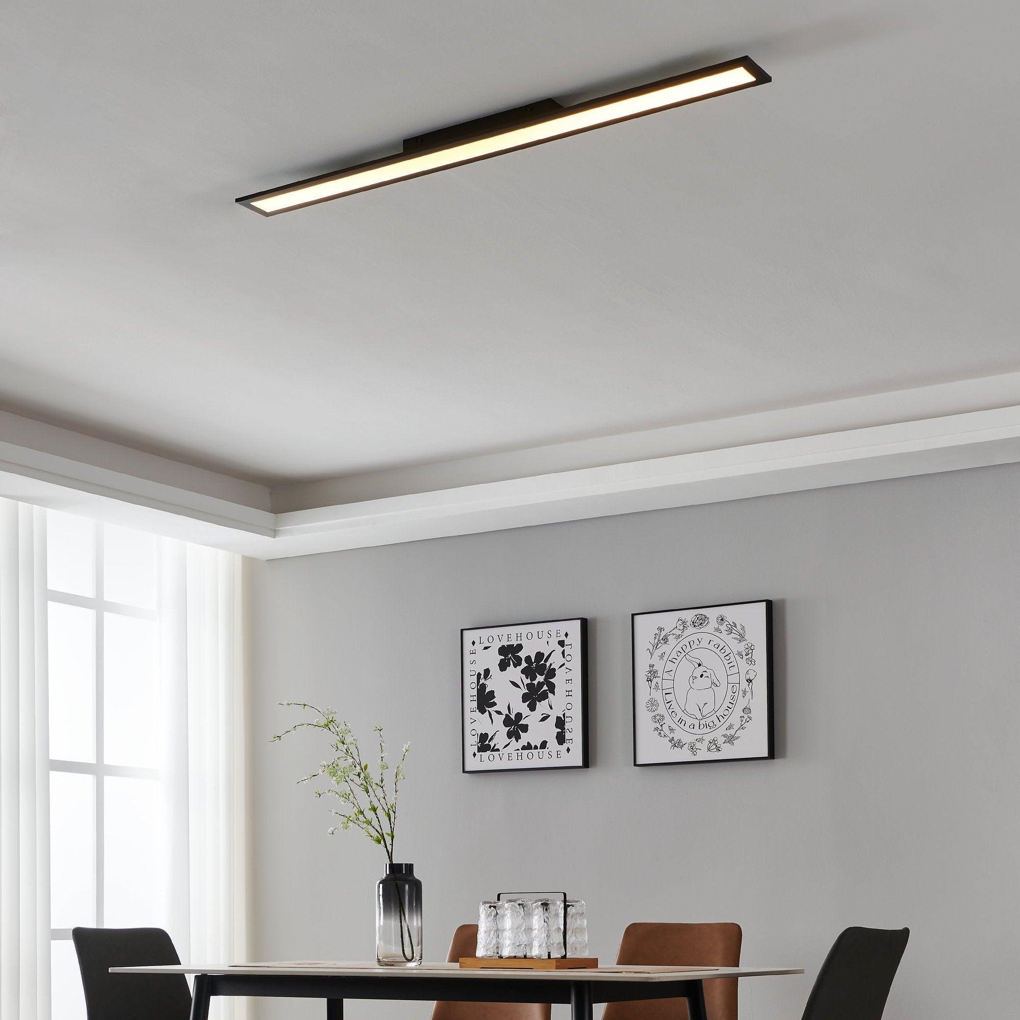 Eglo Connect Salobrena Z Smart LED Ceiling Light - Black Rectangular Flush Mount, Dimmable WiFi Control for Home, Office & Bedroom Lighting