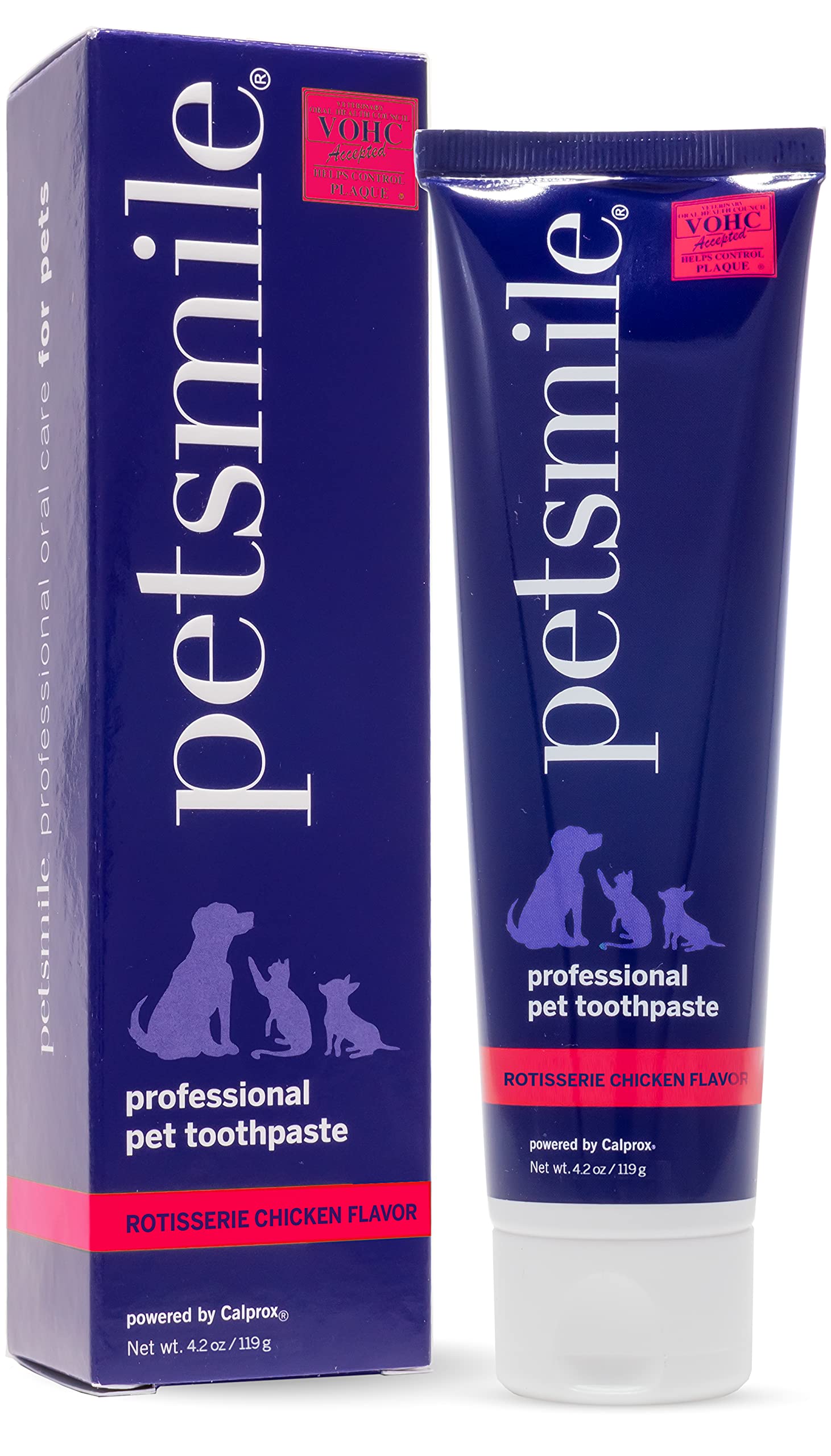 Petsmile Professional Whitening Dog Toothpaste - VOHC Approved Plaque Control Pet Toothpaste with Rotisserie Chicken Flavor | Human-Grade Dental Care for Dogs | Freshens Breath & Whitens Teeth | Perfect for Daily Oral Hygiene & Vet Recommended Dental Routine (4.2 Oz)