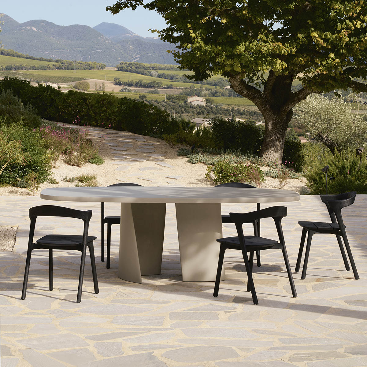 Premium Canyon Concrete Outdoor Dining Table - Weather-Resistant & Durable Patio Furniture for Garden, Backyard, Poolside Dining & Entertaining