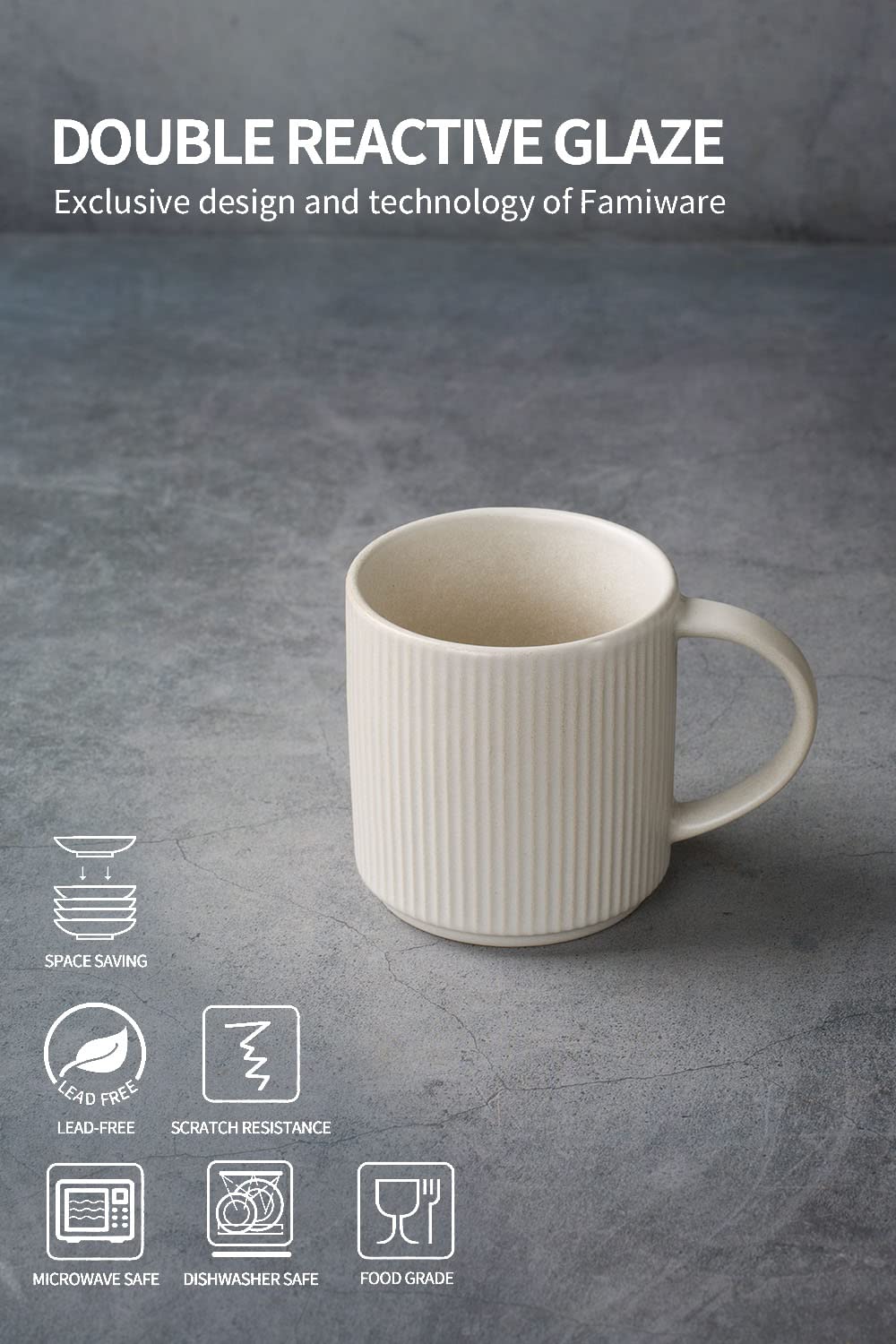 Famiware 12 oz Ceramic Coffee Mug Set of 4 - Matte White Stoneware Cups with Handle for Coffee, Tea, Hot Chocolate & Milk - Perfect for Home, Office, Restaurants & Catering