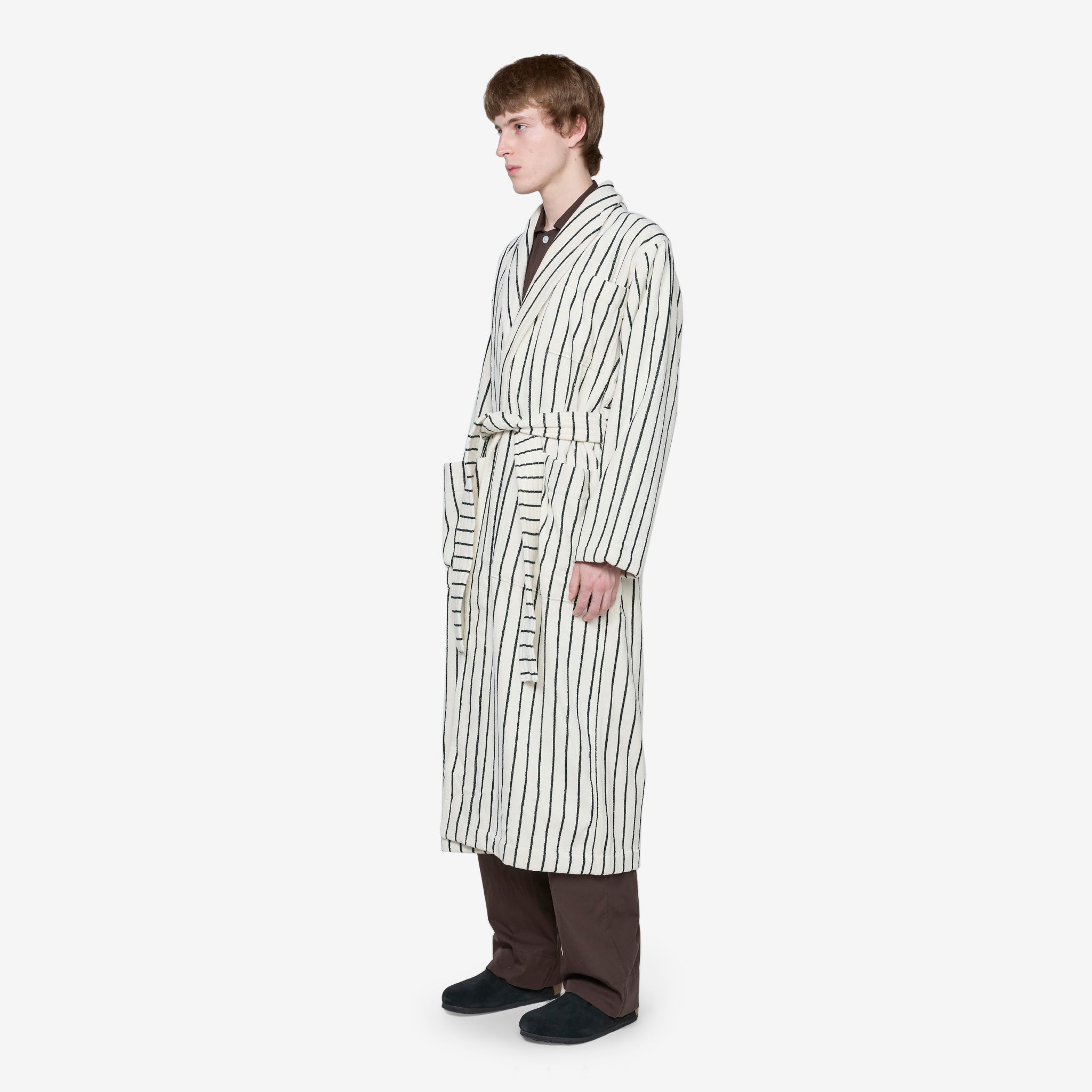 Premium Classic Cotton Bathrobe for Men & Women - Soft Racing Green Stripes Design - Cozy Loungewear for Spa, Home & Hotel Use