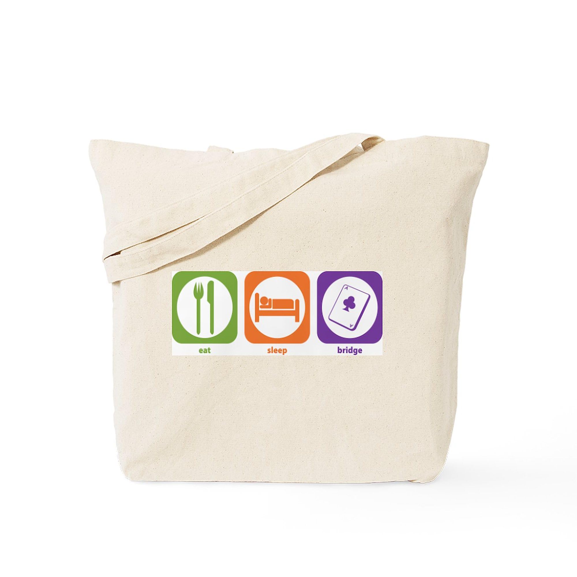 Eat Sleep Bridge Tote Bag - Natural Canvas Reusable Shopping Bag for Groceries, Beach & Everyday Use | Eco-Friendly Cotton Tote