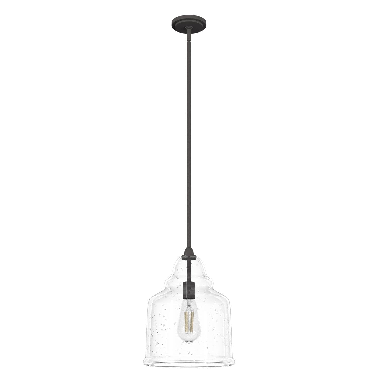 Dunshire Bell Clear Seeded Glass 12 Inch Medium Pendant Light Fixture - Perfect for Kitchen Island, Dining Room, and Entryway Lighting