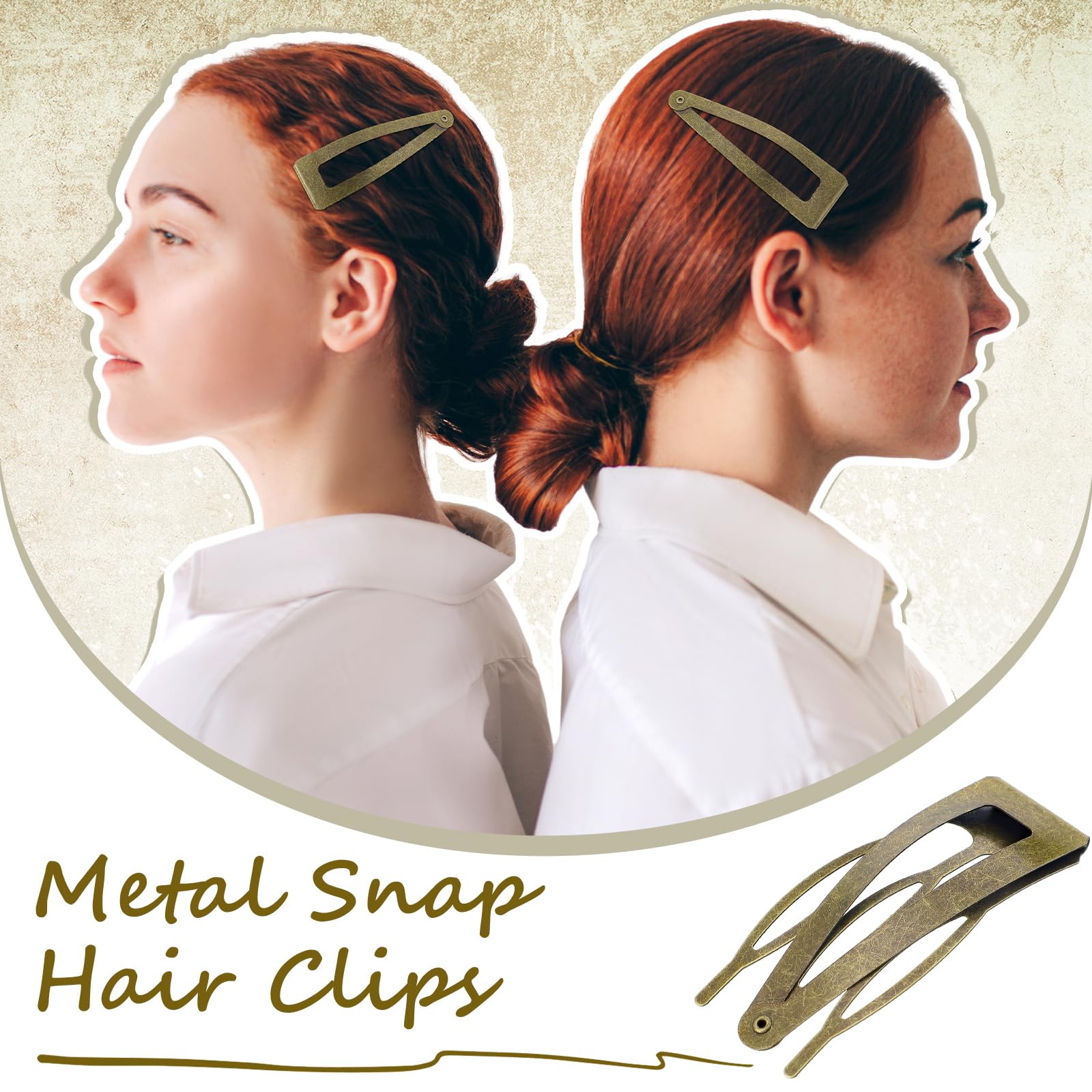 Chinco 24 Pcs Double Grip Hair Clips - Metal Snap Barrettes for Women, Hair Styling & Salon Supplies (Ancient Bronze, 2.8 Inch) - Perfect for Updos, Braids, Ponytails & Everyday Hairstyles