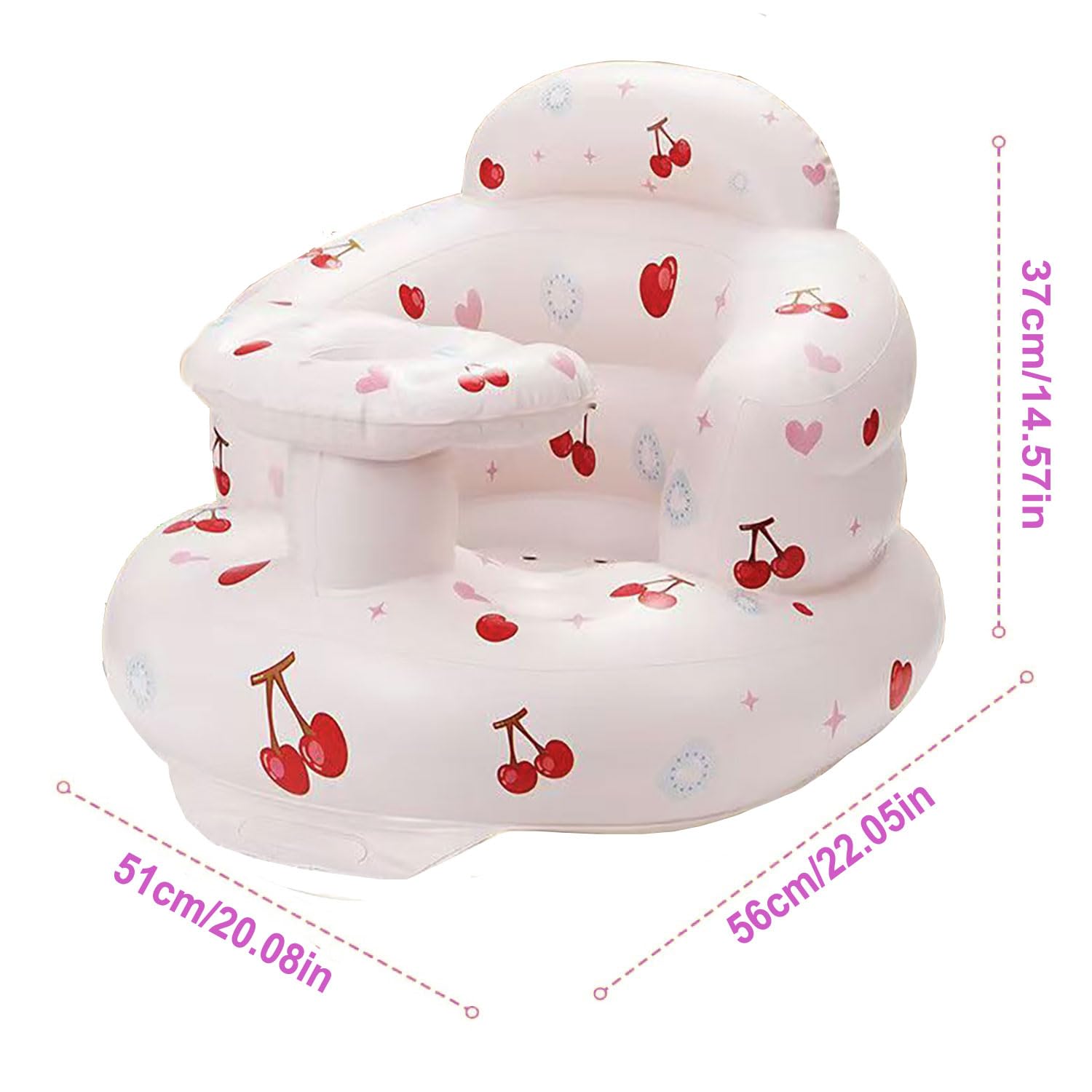 Inflatable Baby Floor Chair for Toddlers 3-36 Months - Portable Blow Up Sofa Seat for Boys & Girls - Lightweight & Safe Infant Sitting Chair for Playtime, Reading & Relaxation (Lovely Cherry) - Perfect for Indoor Play, Nursery, Daycare & Travel